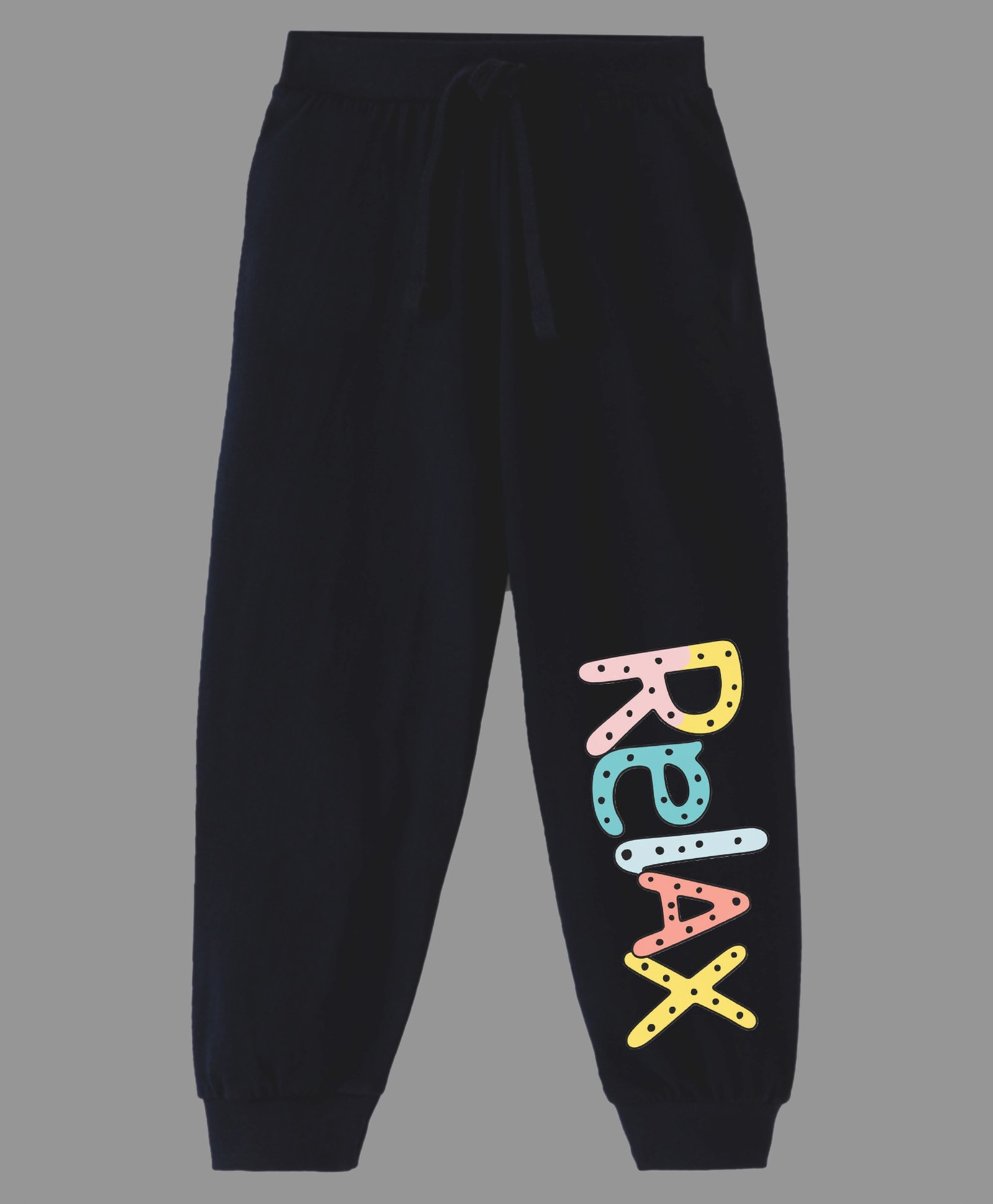 KAVEE Pure Cotton Relax Text Printed Bio Washed Joggers - Black-image-23