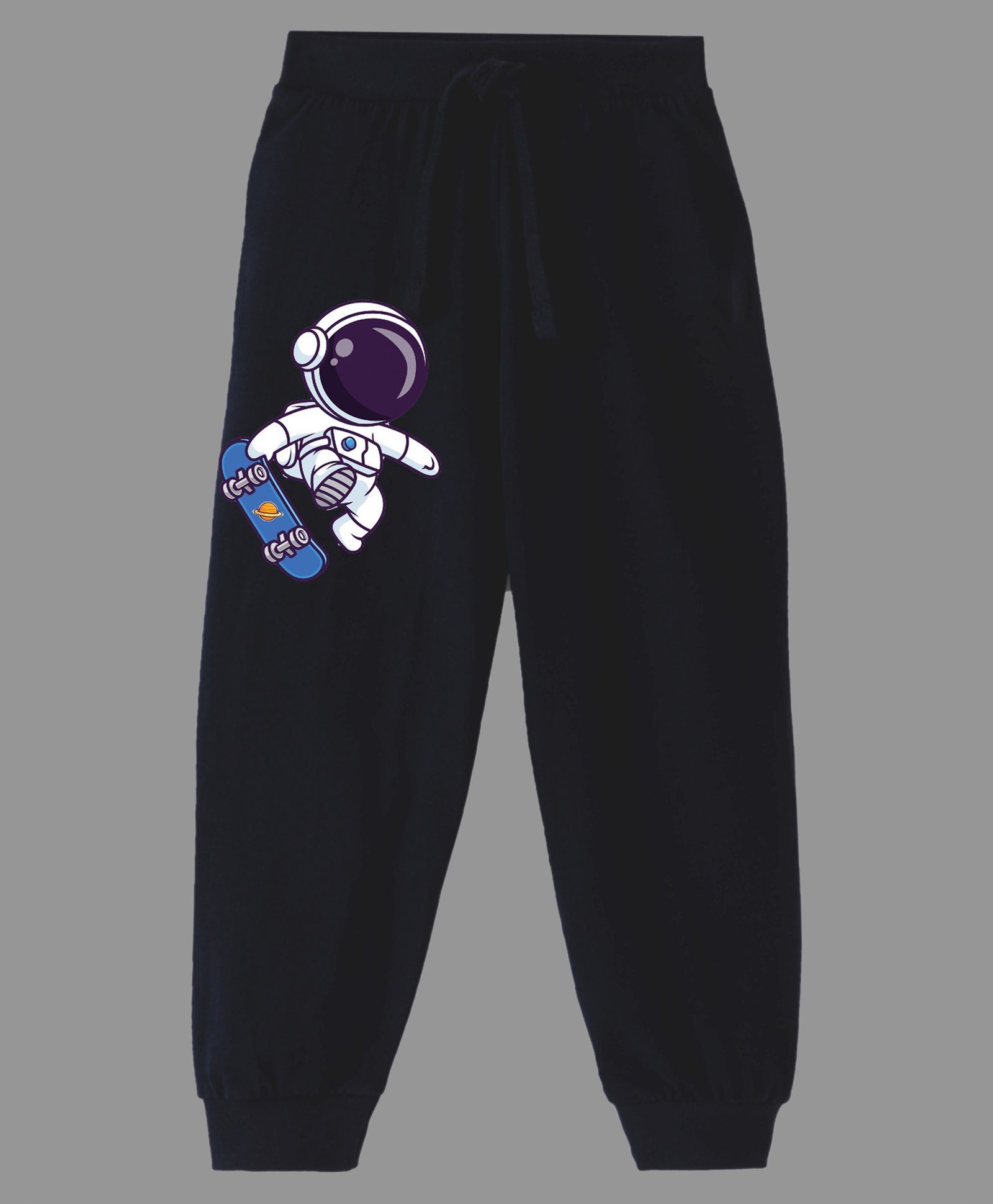 KAVEE Pure Cotton Astronaut Printed Bio Washed Joggers - Black-image-26