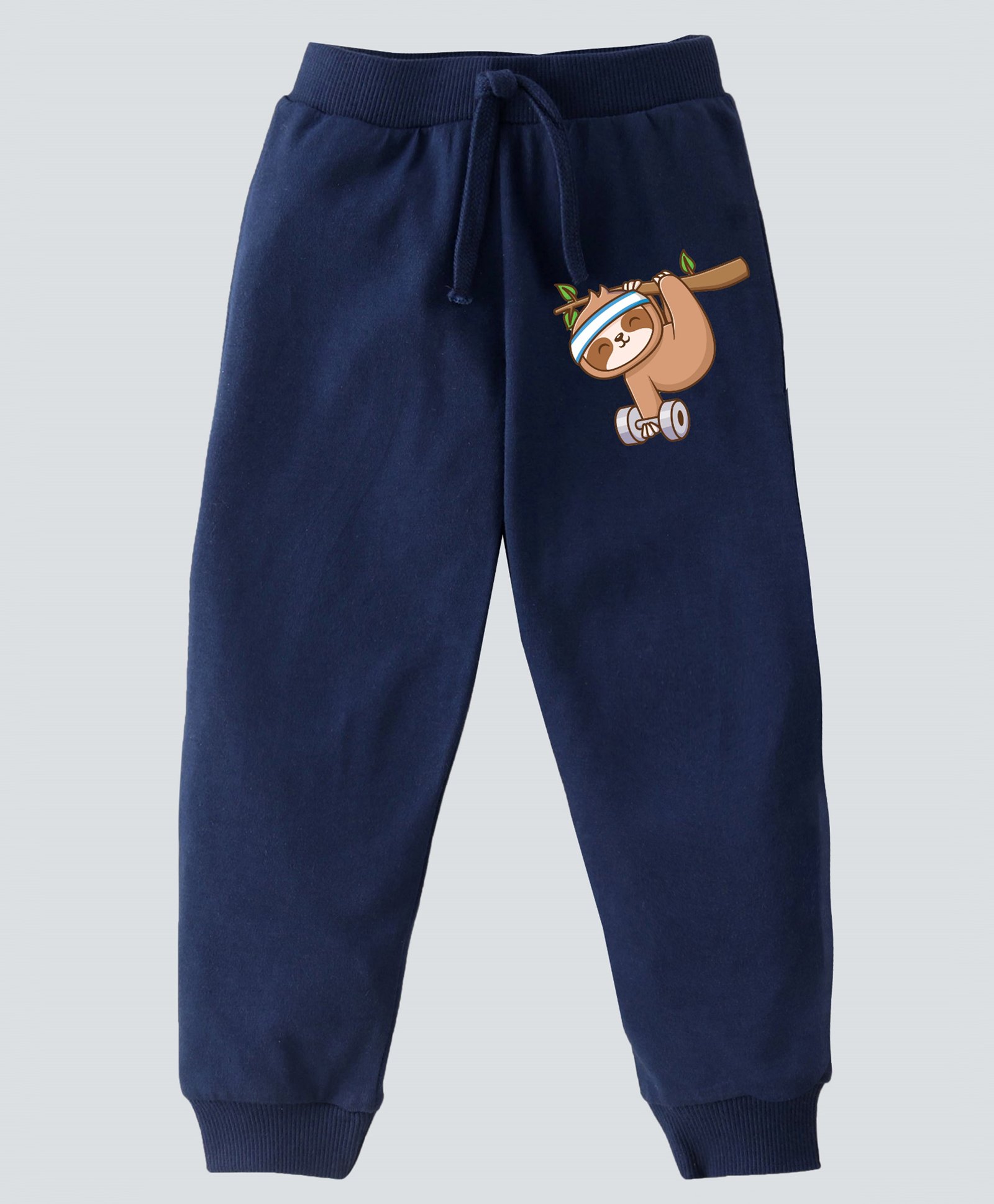 KAVEE Pure Cotton Sloth Printed Bio Washed Joggers - Navy Blue-image-45
