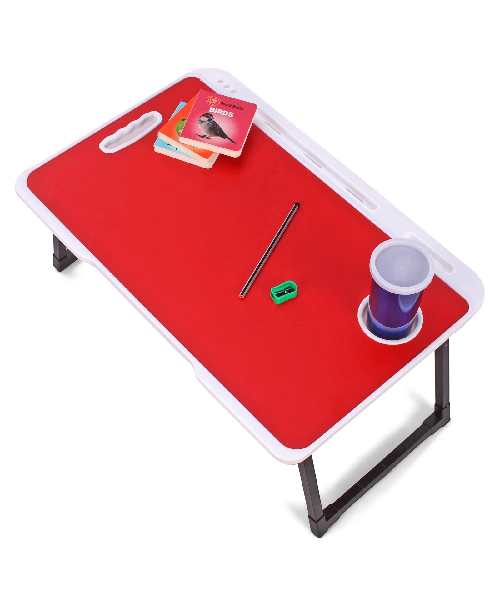 fab n funky White Border Multipurpose Foldable  Study Table - Red-picture-19