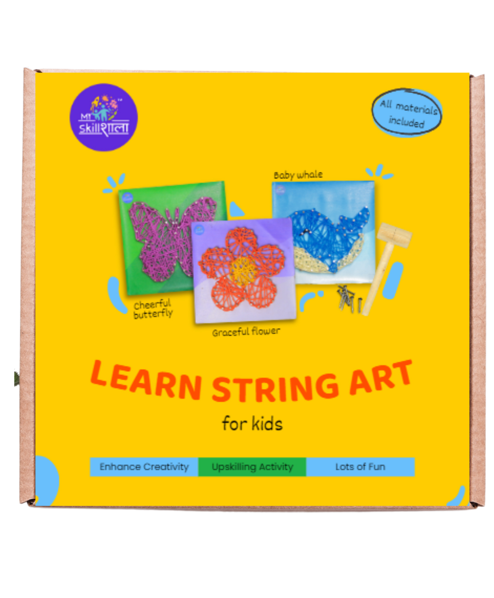 VibhutiCrafts String Art Kit for Kids | 3 MDF Boards, 6 Embroidery Threads, Butterfly-Whale-Flower Templates, Hammer & Nails | DIY Craft Set for Ages 6-12-image-40