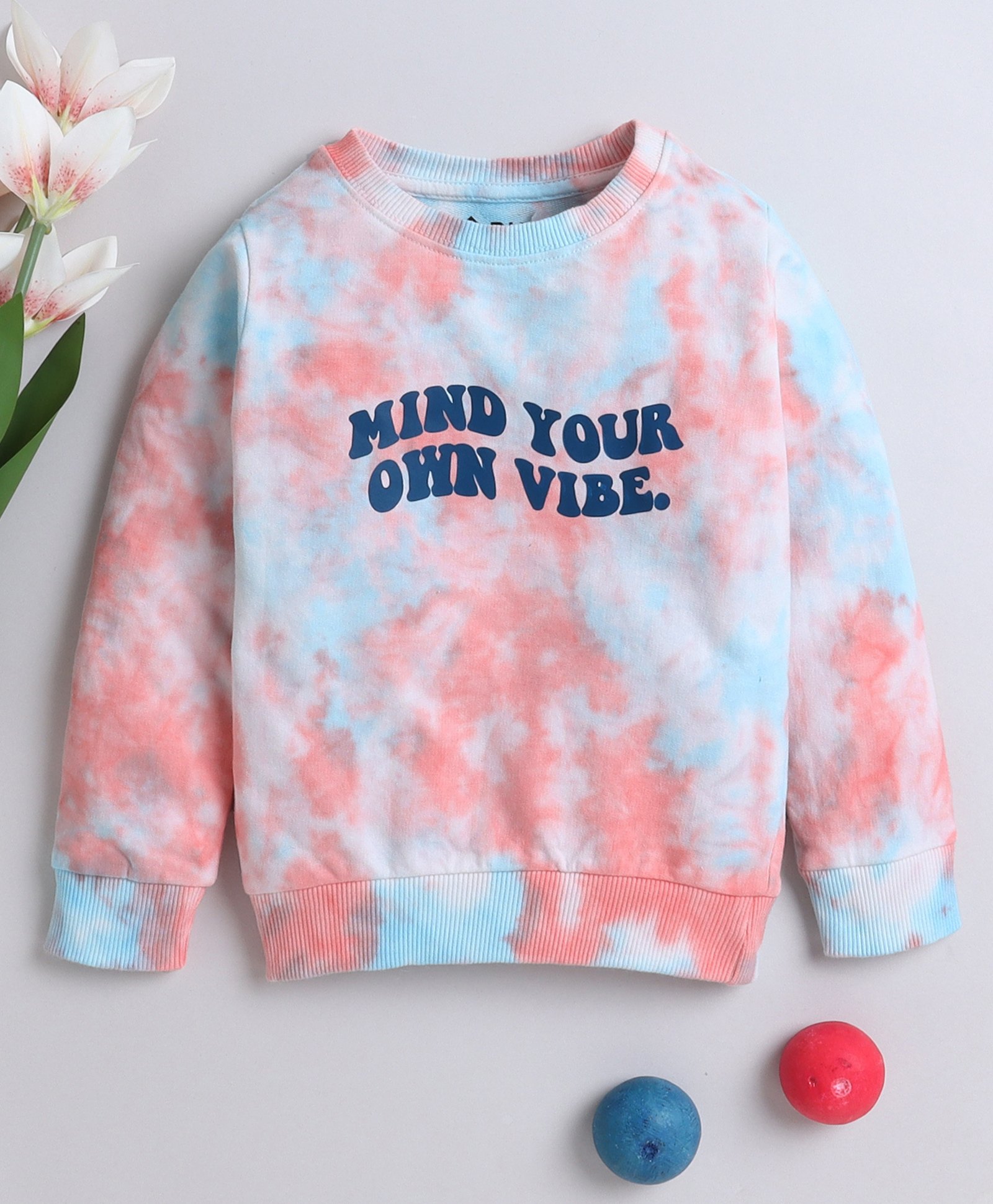 3PIN Full Sleeves Text Printed Sweatshirt - White & Blue-picture-20