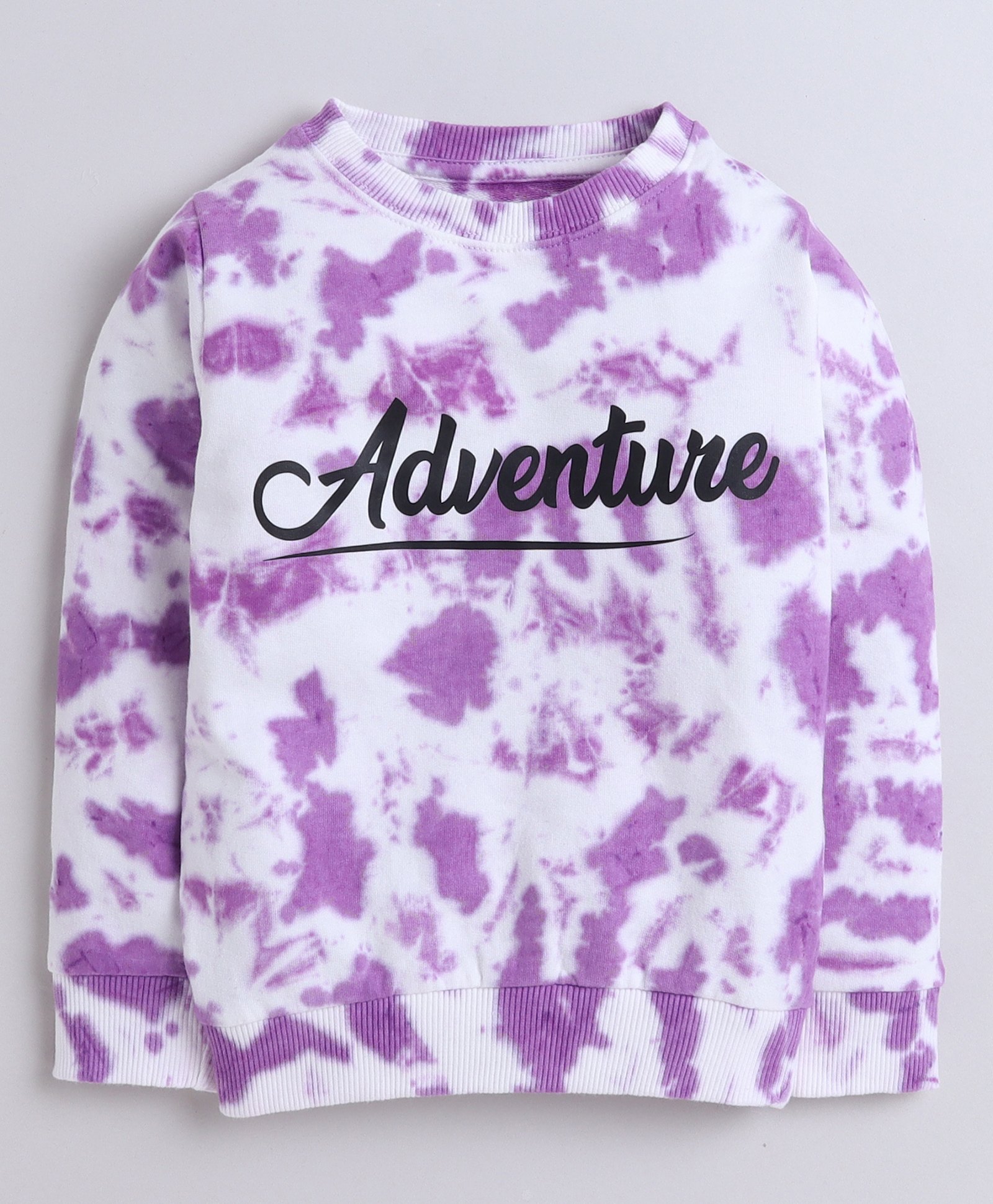 3PIN Full Sleeves Perspective Text Printed Sweatshirt - White & Purple-image-48
