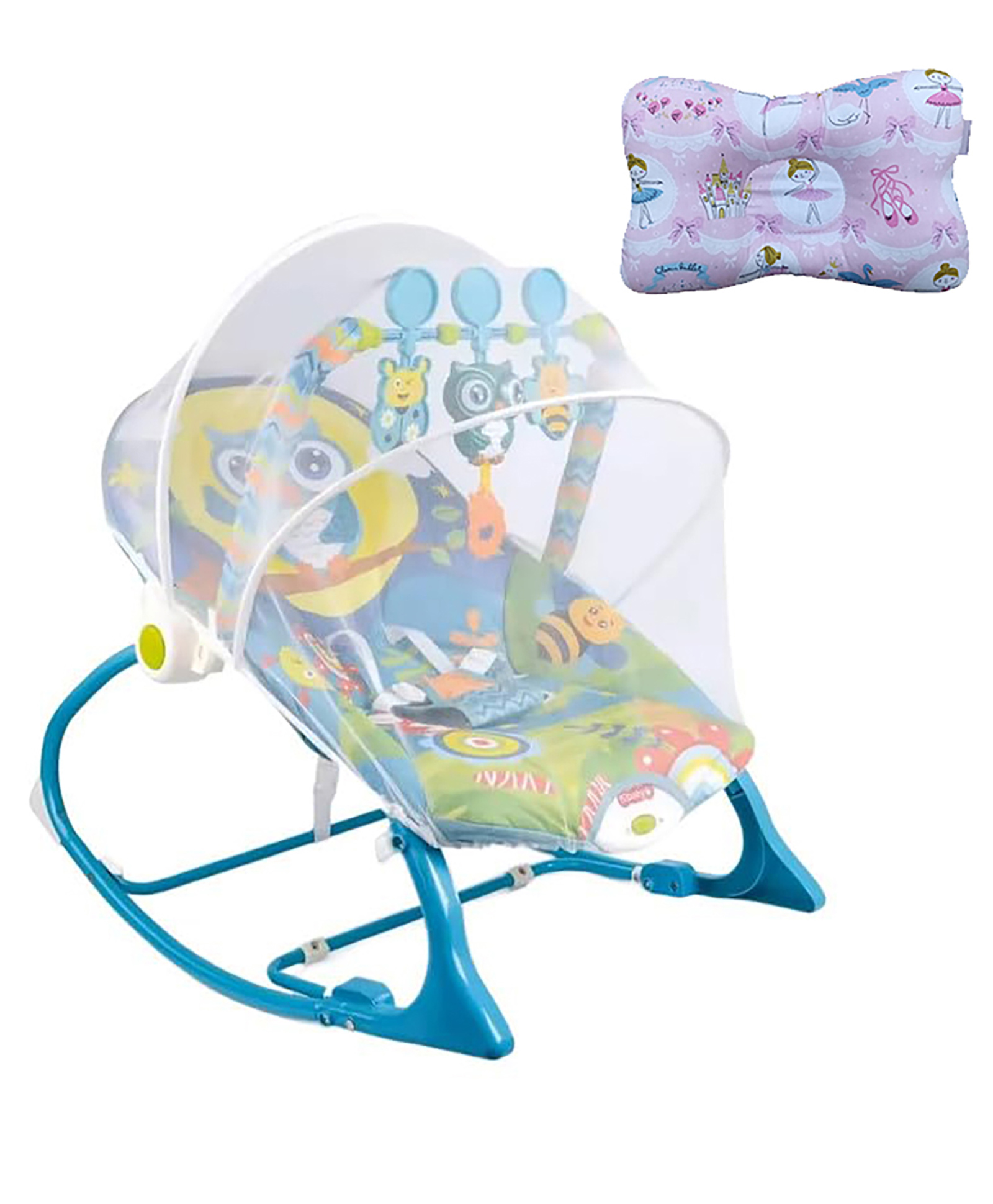 Safe-O-Kid Baby RockerCum Bouncer with Mosquito net,Neck Pillow Rocker -Blue-picture-14