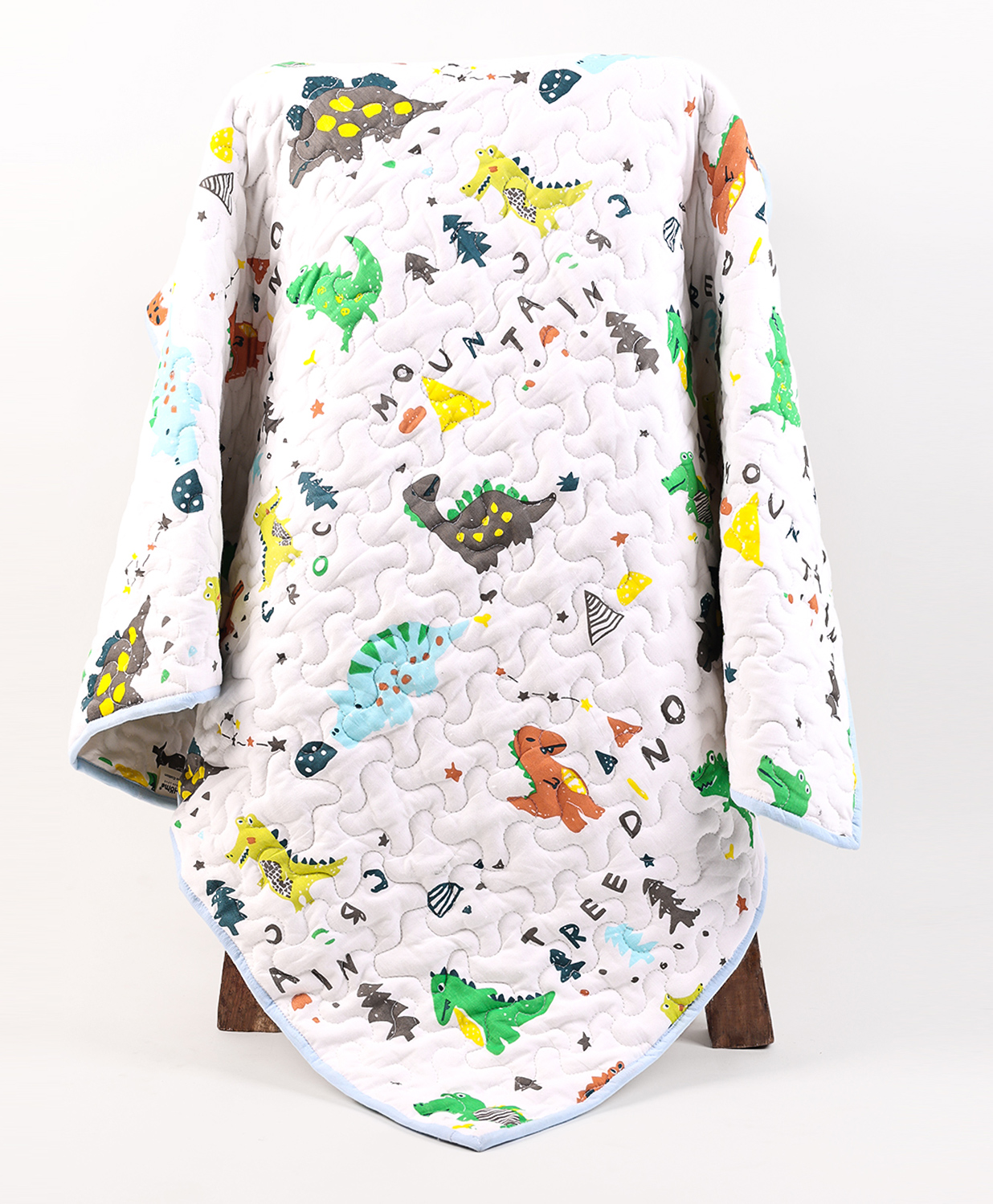 Moms Home Organic Cotton Baby Muslin AC Quilt Blanket Dino Park - Multicolour