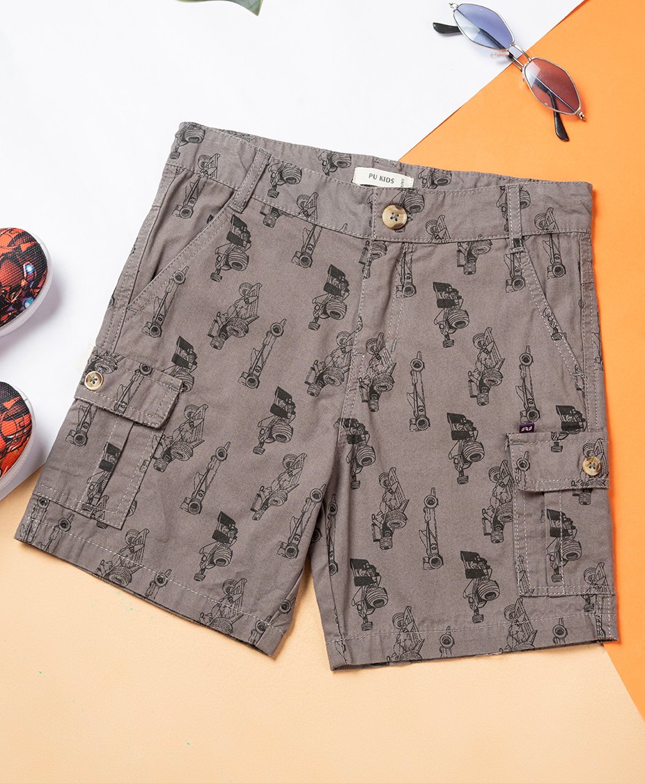 PURPLE UNITED KIDS Poplin F1 Cars Printed Shorts - Grey-picture-13