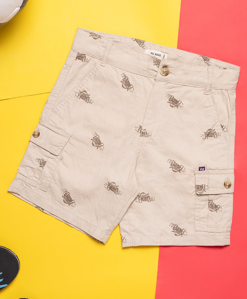 PURPLE UNITED KIDS Twill Vehicles Printed Shorts - Beige-picture-21