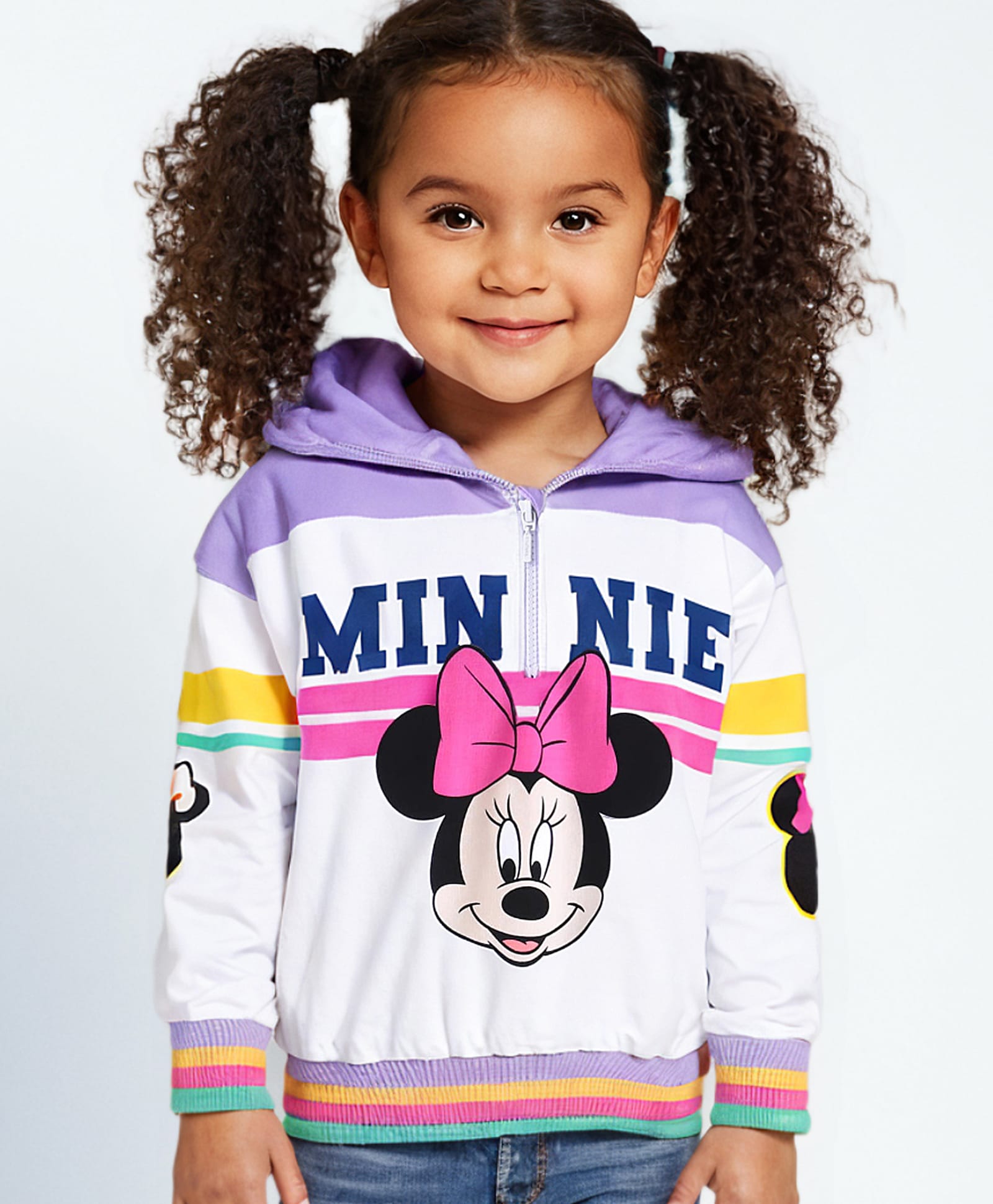 Babyhug Disney Terry Knit Hooded Sweatshirt With Minnie Mouse Graphics - Purple & White-image-33