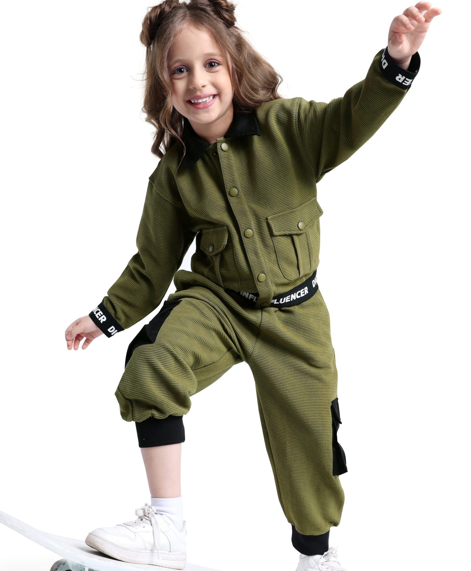 Ollington St. Knitted Full Sleeves Collared Jacket & Cargo Joggers Winter Wear Set - Olive & Black-image-34