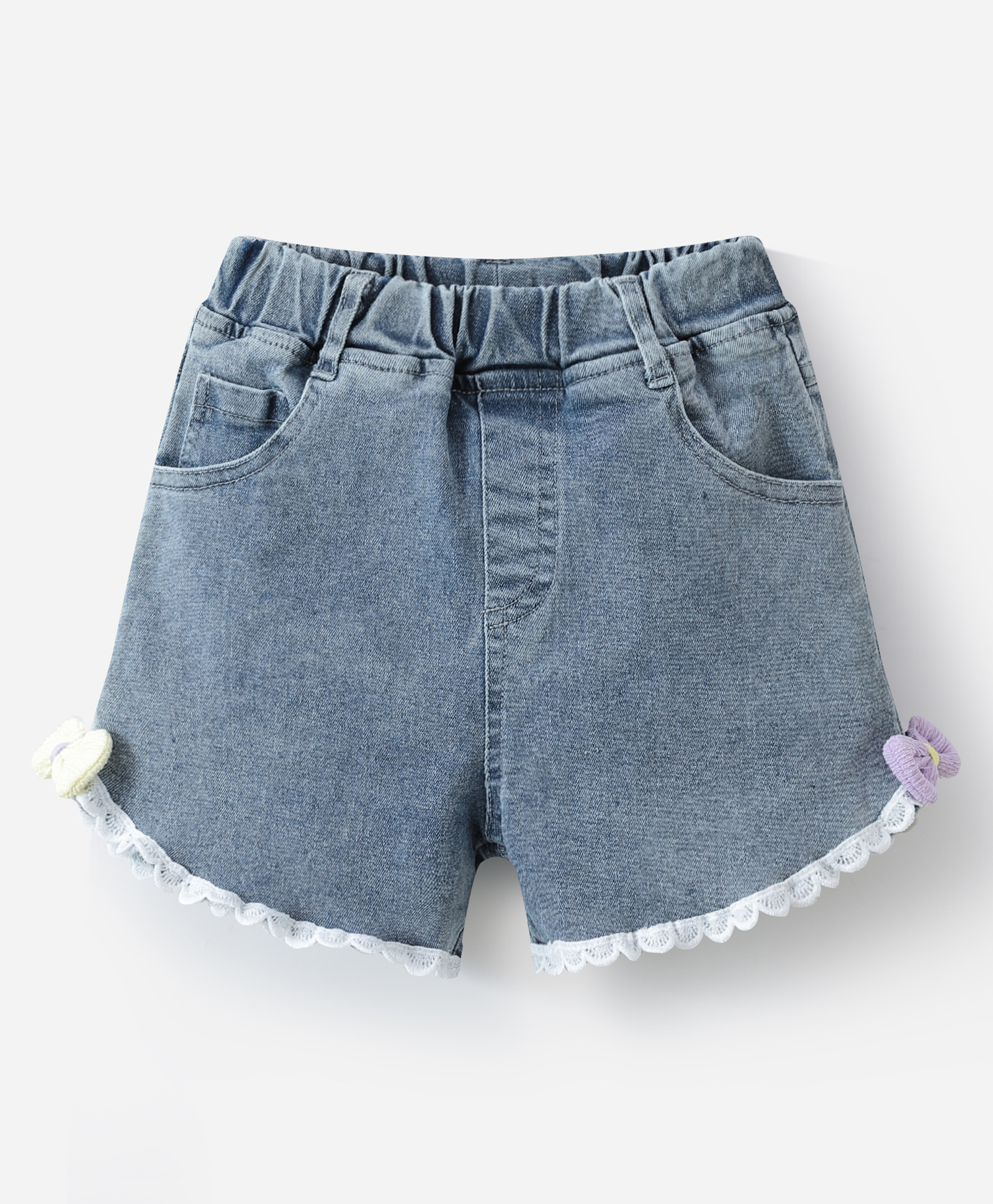 Kookie Kids Denim Shorts With Bow Applique - Blue-picture-17