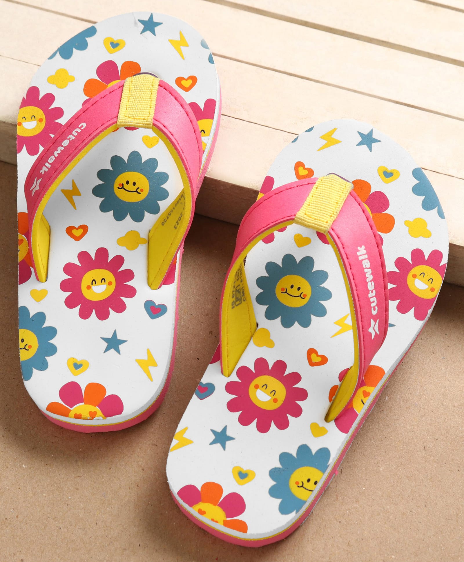 Cute Walk by Babyhug Slip on Flip Flops with floral Print - Pink-picture-27