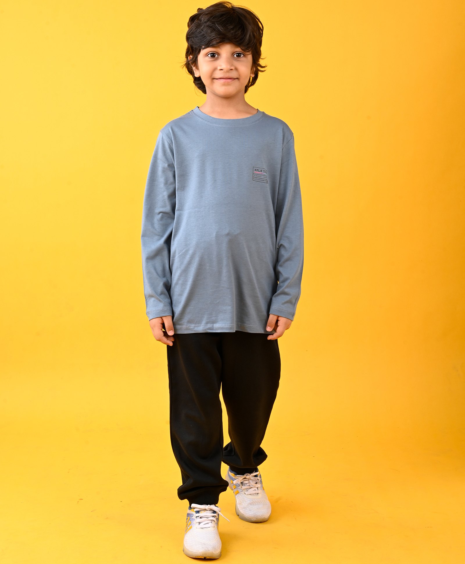 Anthrilo Cotton Blend Full Sleeves Typography Printed Tee & Fleece Comfort Fit Joggers Set - Grey & Black-picture-22