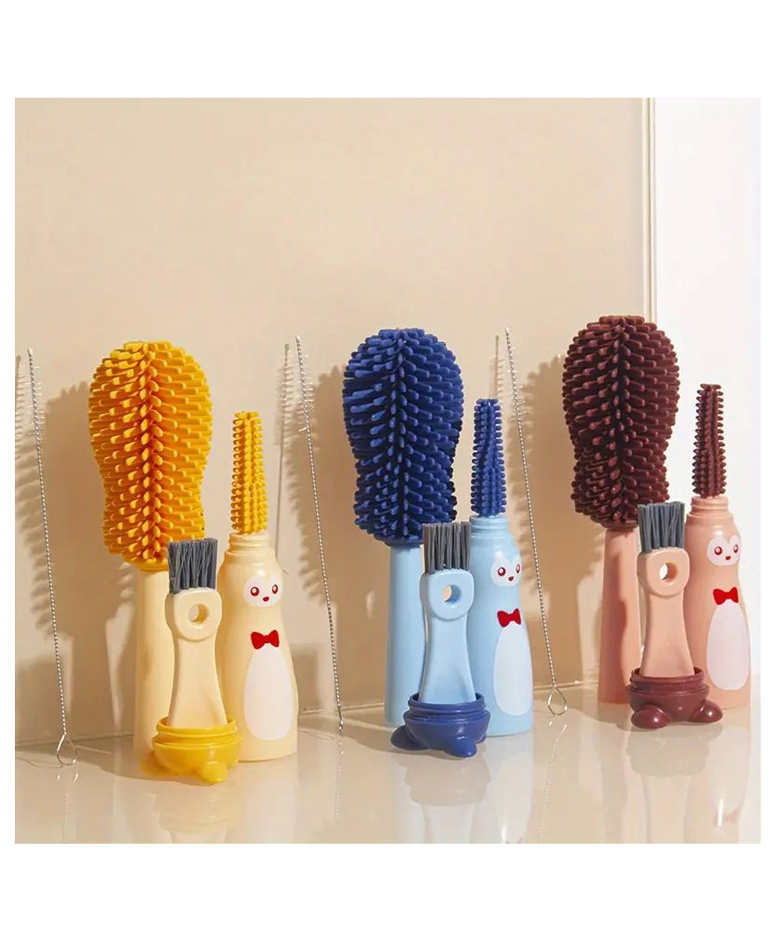 SKB 4 in 1 Scratch Free Silicone Bottle Cleaning Brush Kit - Color & Design May Vary-picture-24