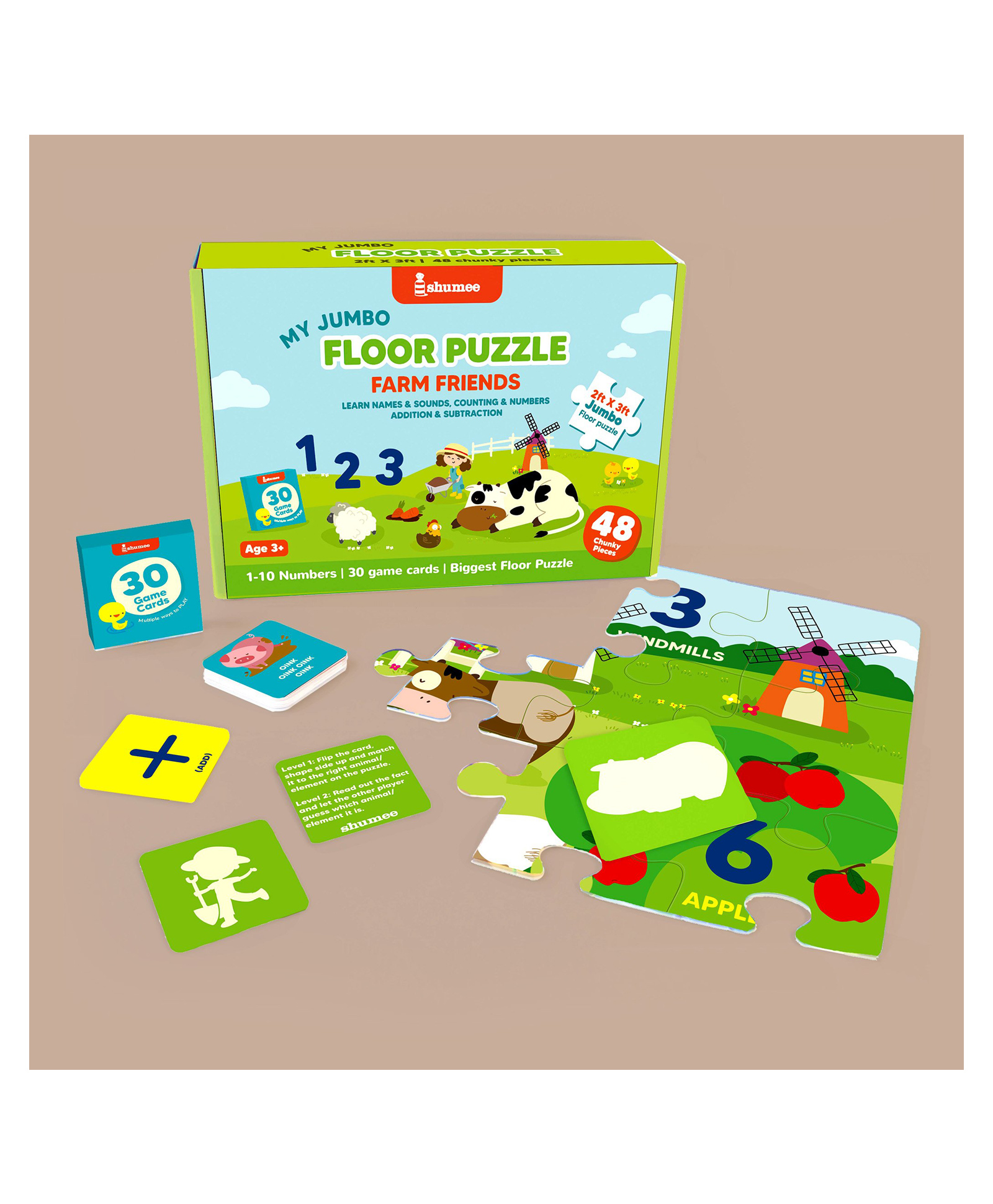 Shumee Jigsaw Floor Puzzle With 48 Pieces- Farm Friends Themed, Pack of 1, Multicolor-image-47