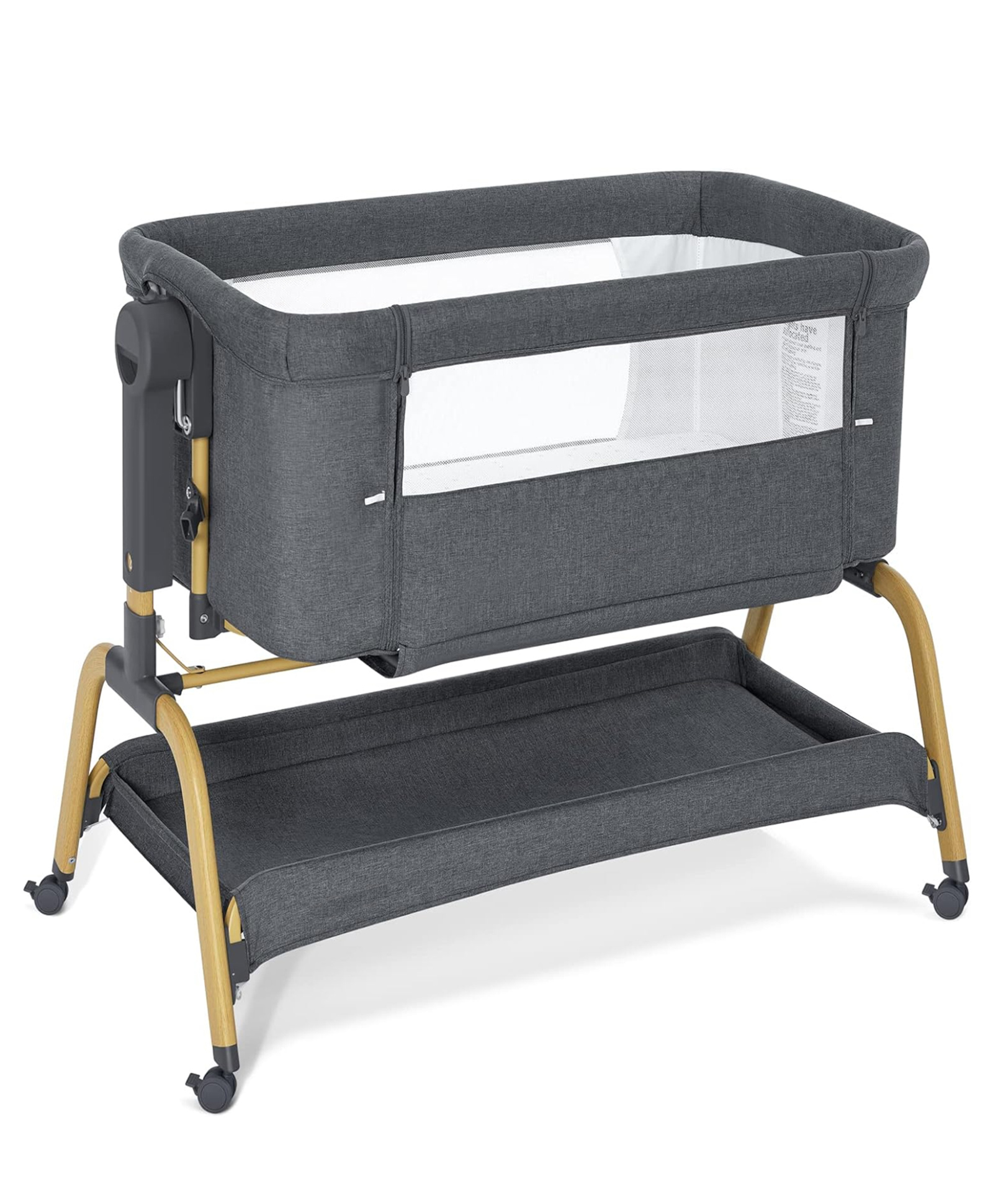 LOOK MAMA 3 in 1 Baby Bassinet - Bedside Sleeper, Rocking Cradle, 6 Adjustable Height | Mattress | Breathable Mesh | Portable Newborn Infant Bed| Quick-Fold Design for Easy Assembly-picture-15