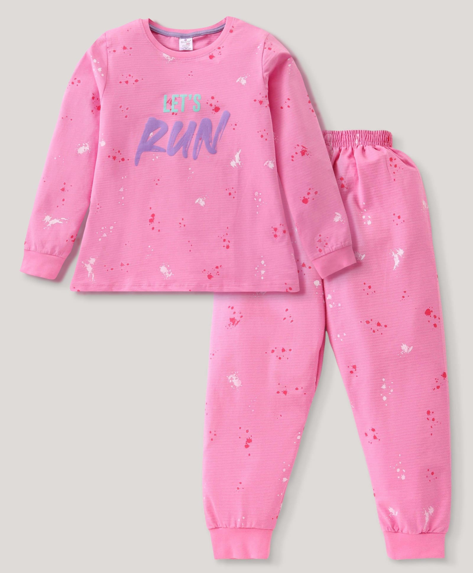 Smarty Girls Cotton Lycra Knit Full Sleeves Winter Wear Suit With Text Print - Dark Pink-picture-12