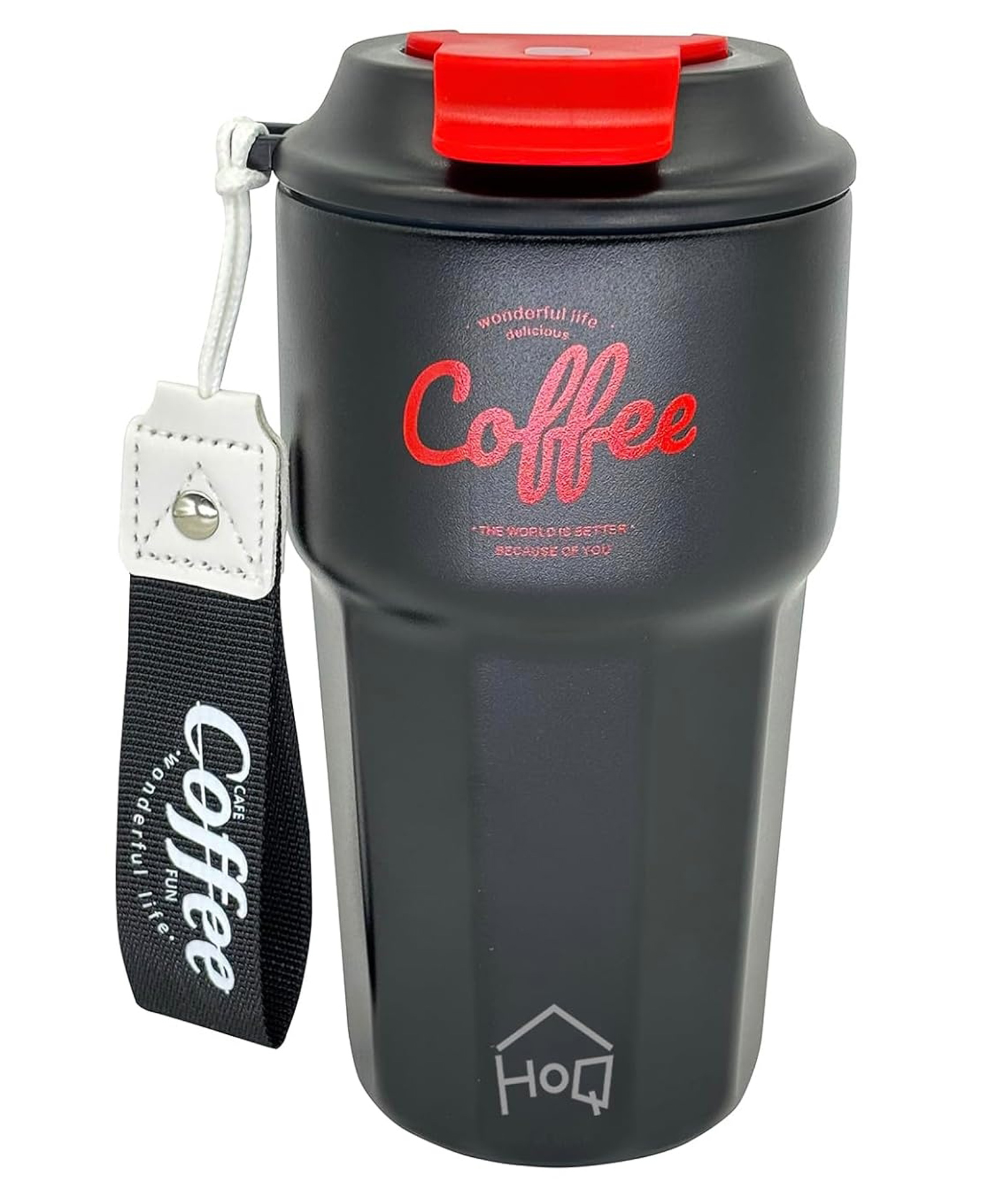 House of Quirk 620ML Stainless Steel Coffeemate Insulated Tumbler Double Vacuum Insulated Travel Coffee Mug 100% Leak Proof with Lid Hot and Cold-Black-picture-33
