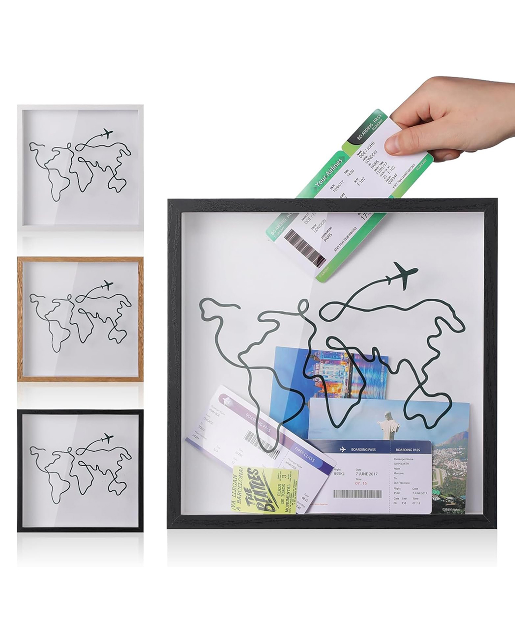 House of Quirk Travel Adventure Archive Shadow Box for Memories Shadow Keepsake Box with Slot On Top Life in a Shadow Box Travel Gift Frame Medium-Black-image-1