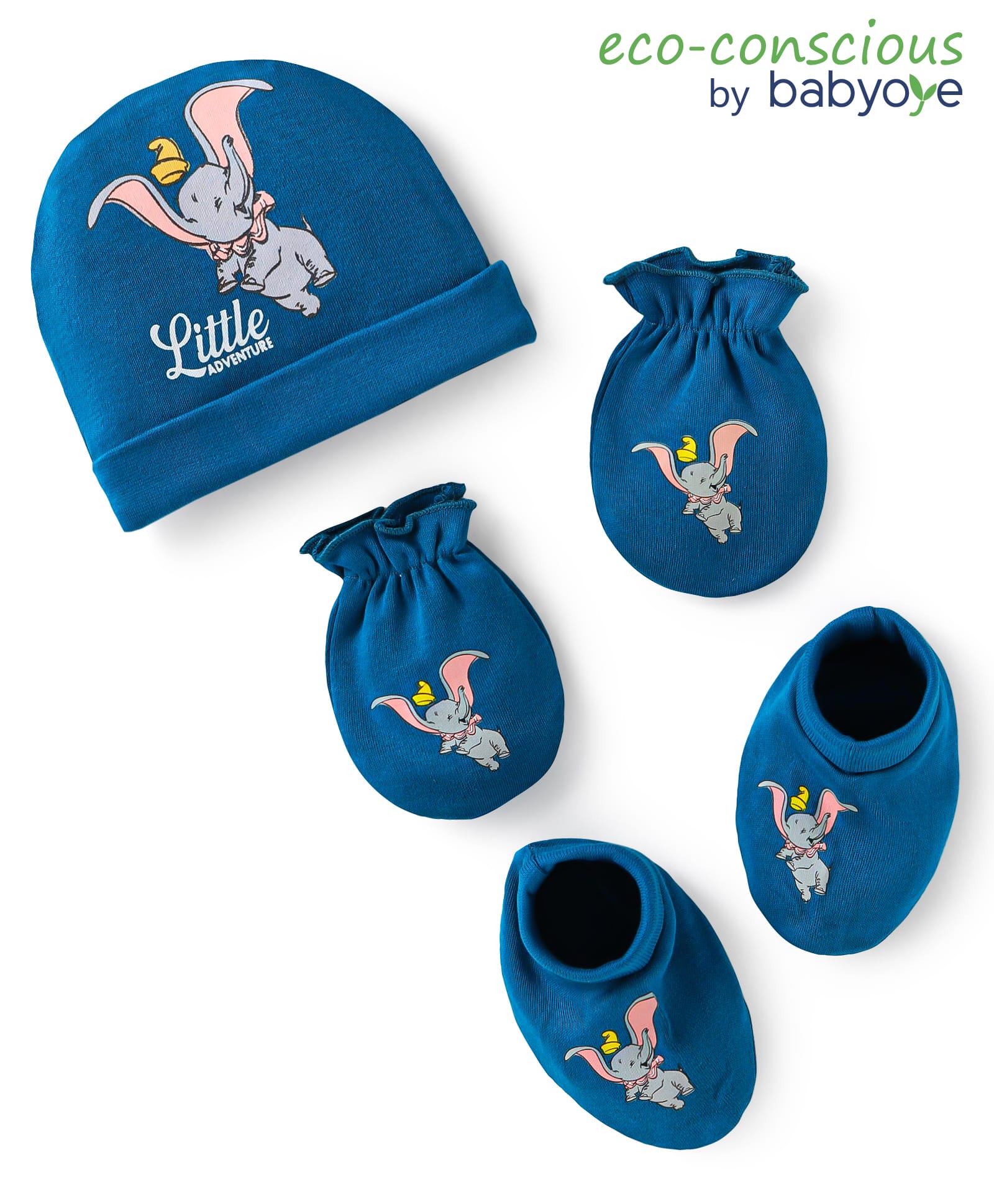 Babyoye Disney Interlock Knit Cap Mittens & Booties Set with Dumbo Graphic Navy Blue - Diameter 10 cm-picture-15