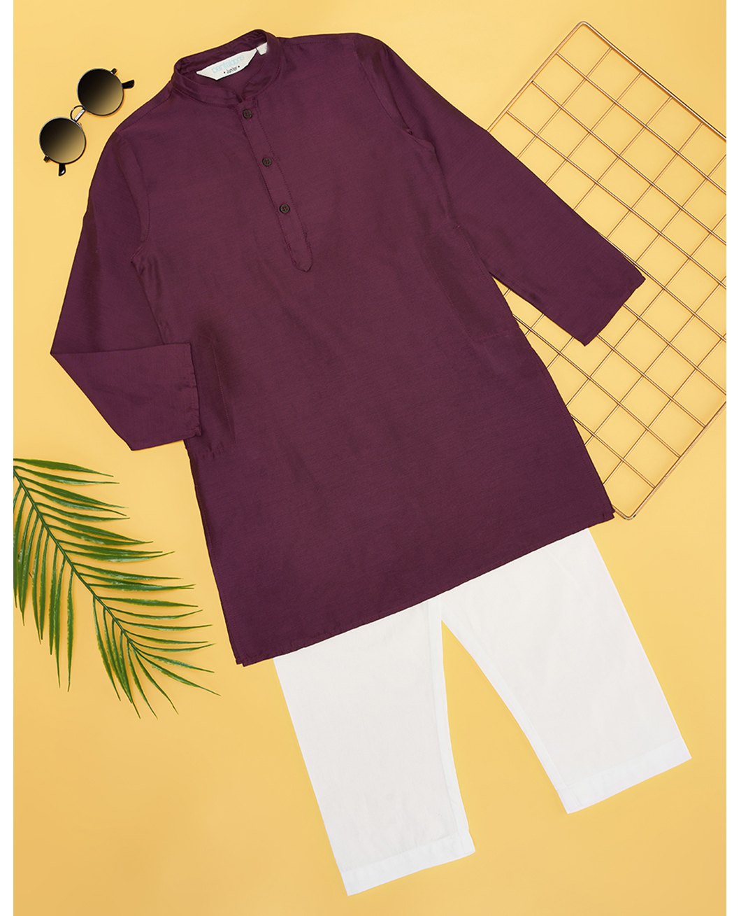 Indus Route by Pantaloons Full Sleeves Printed Kurta & Pyjama Set - Purple-picture-16