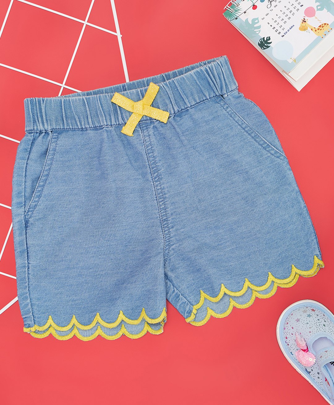 Pantaloons Baby Coton Border Embroidered Shorts - Blue-picture-21