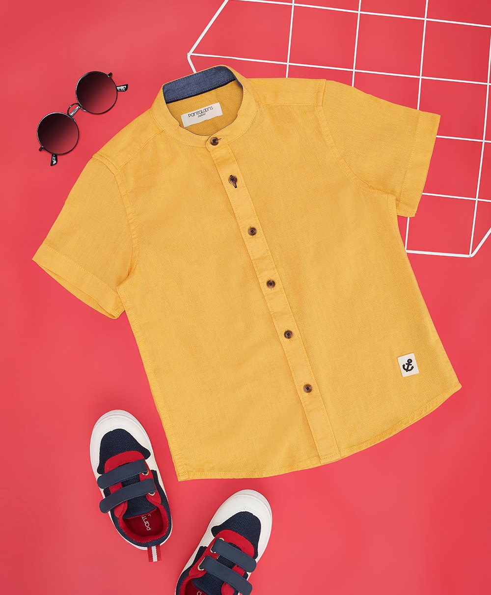 Pantaloons Junior Half Sleeves Solid Shirt - Yellow-picture-31