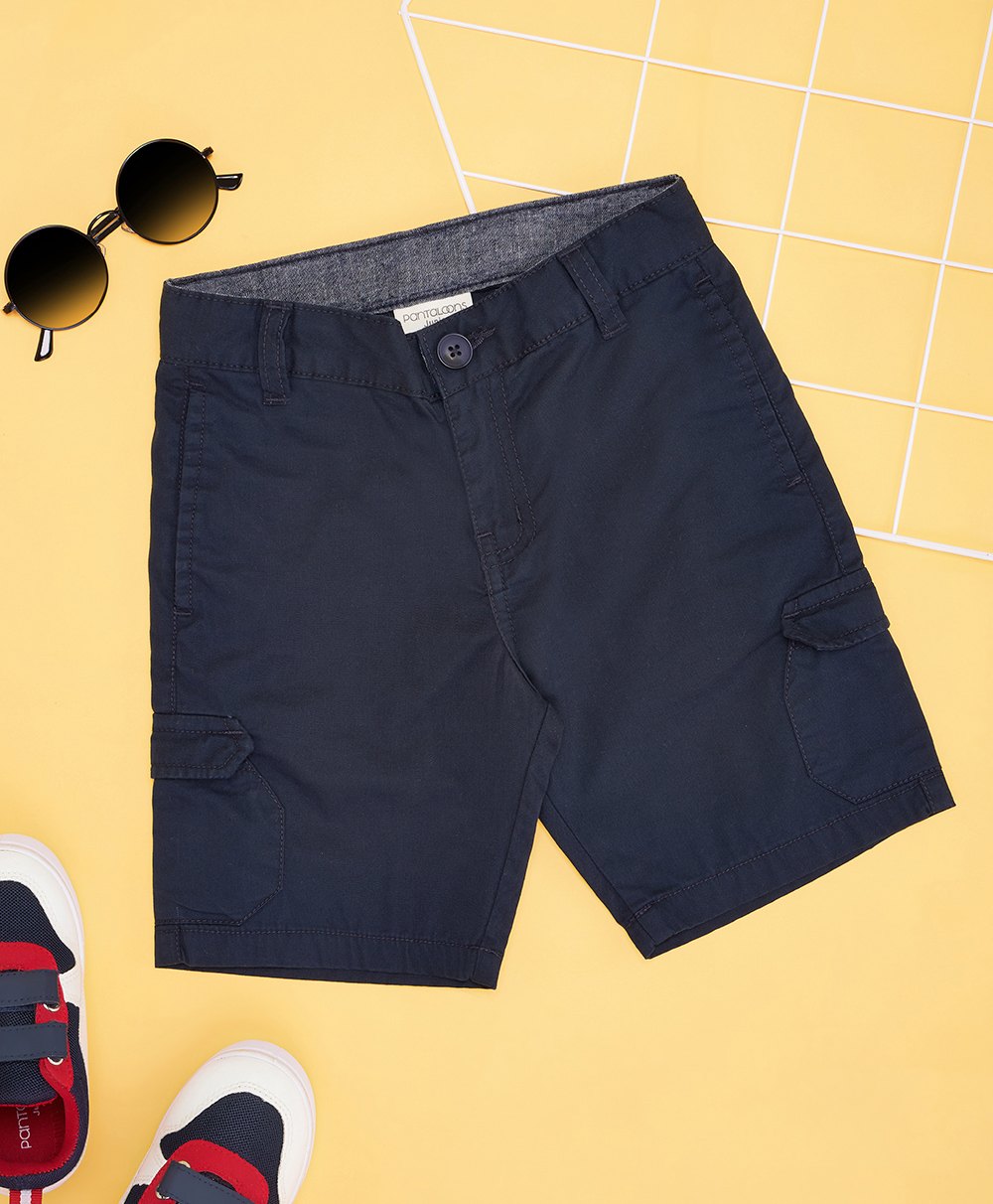 Pantaloons Junior Cotton Solid Shorts - Blue-picture-14