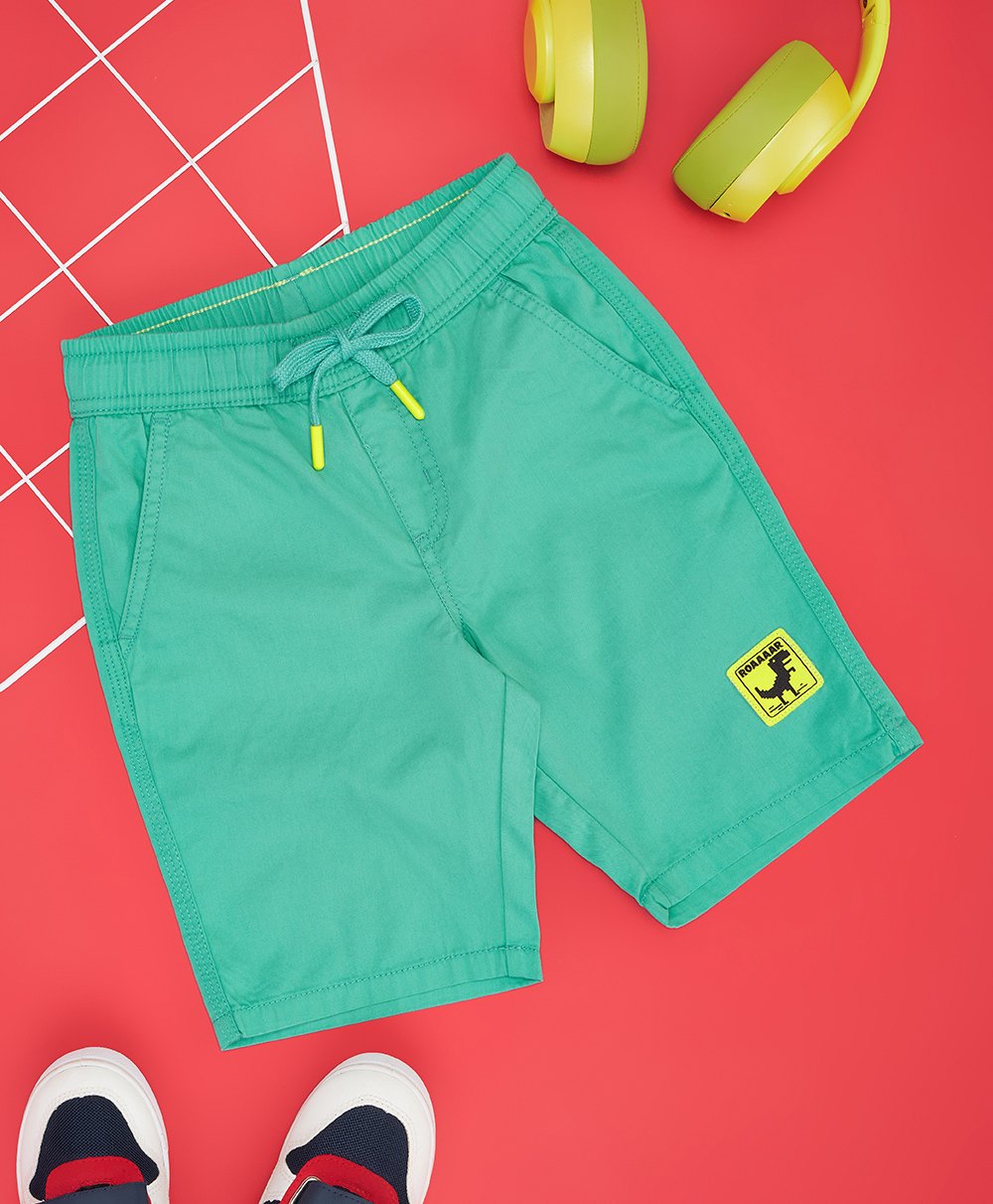 Pantaloons Junior Cotton Solid Shorts - Teal Blue-picture-19
