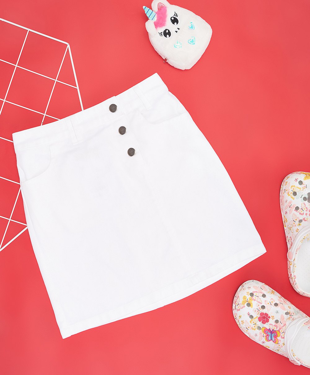 Pantaloons Junior Solid Skirt - White-picture-26