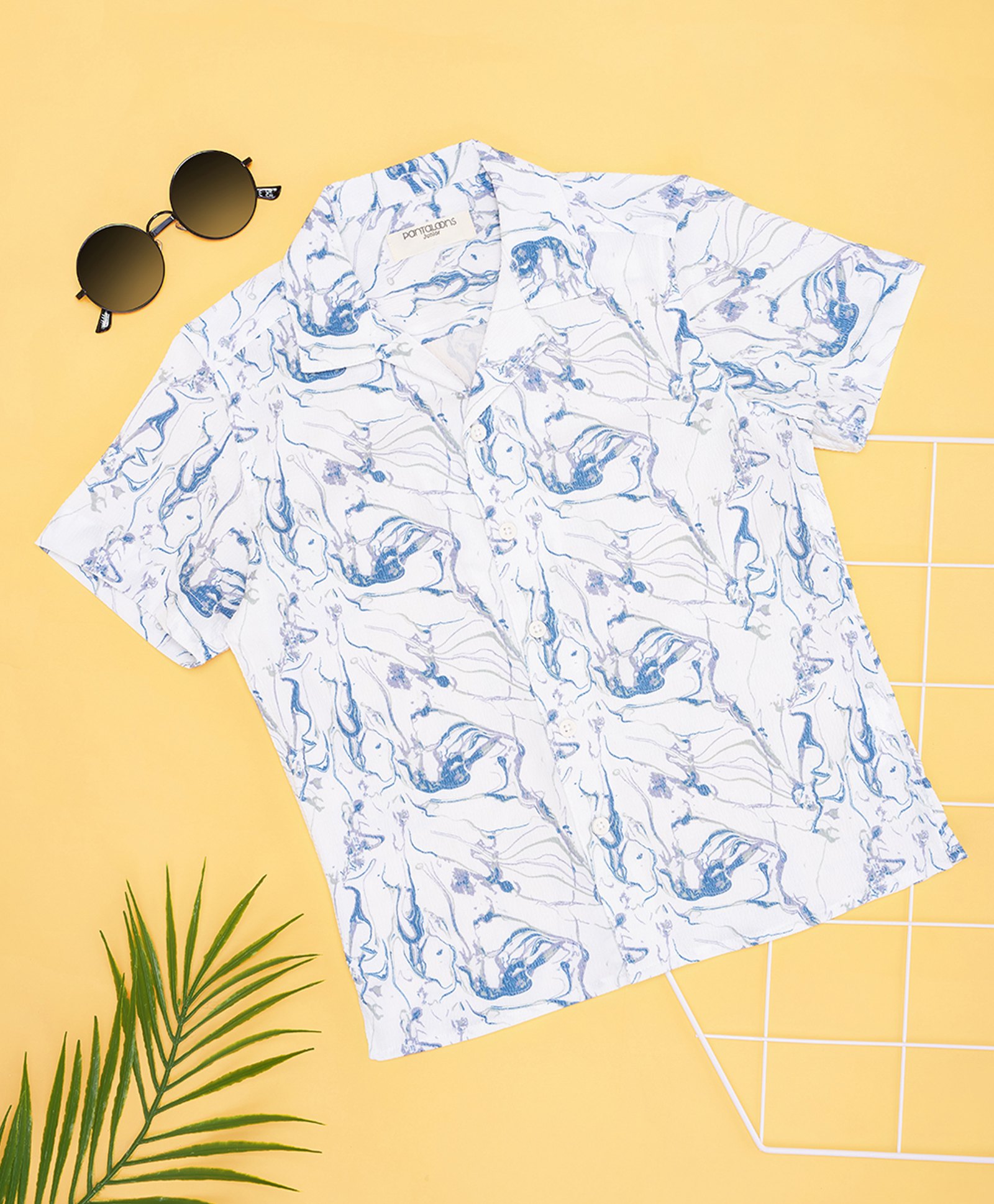 Pantaloons Junior Cotton Half Sleeves Abstract Printed Shirt - White-picture-14