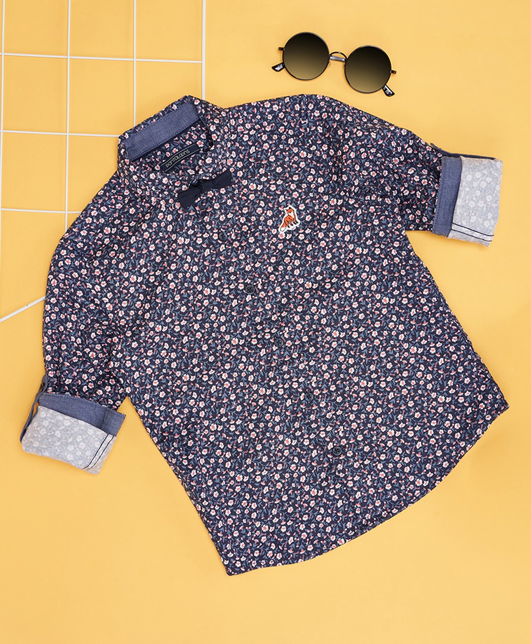 Pantaloons Junior Cotton Full Sleeves Floral Printed Shirt - Navy Blue-picture-12