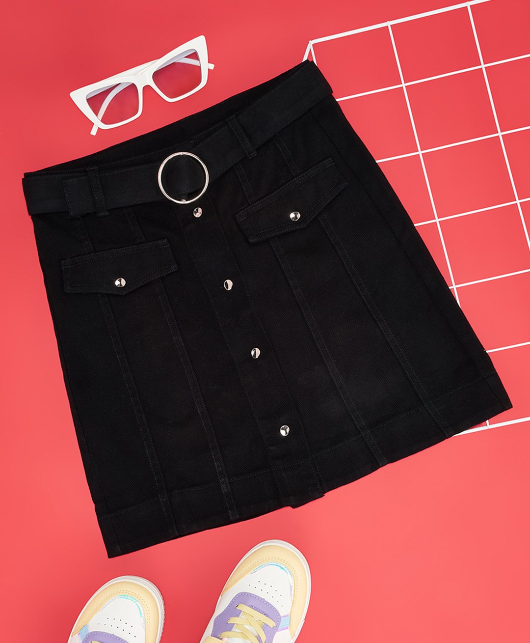 Pantaloons Junior Cotton Solid Skirt - Black-picture-27