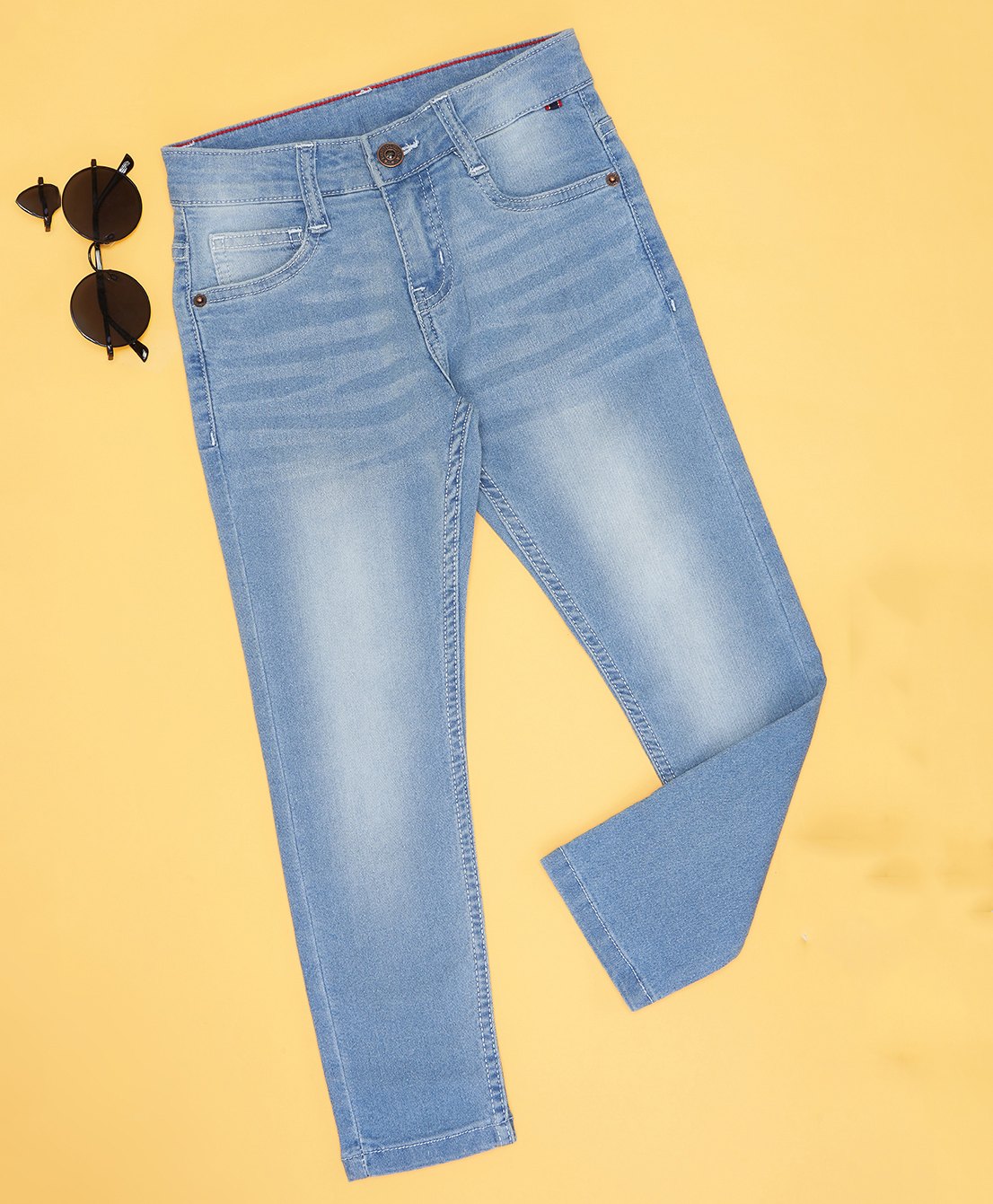 Pantaloons Junior Cotton Mild Washed Jeans - Blue-picture-17