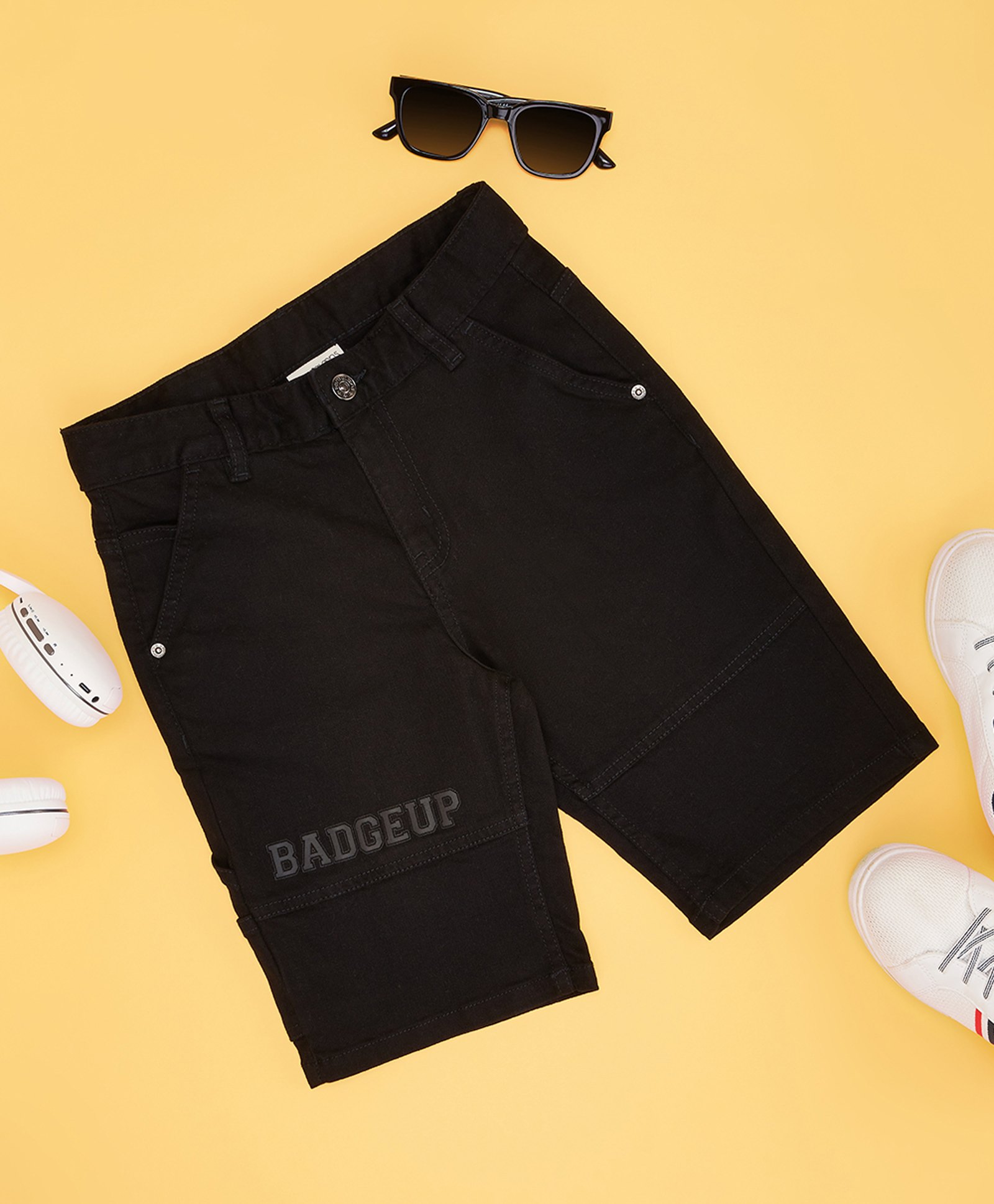 Pantaloons Junior Cotton Solid Shorts - Black-picture-28
