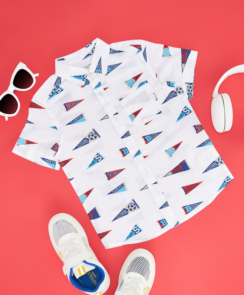 Pantaloons Junior Cotton Half Sleeves Printed Shirt - White-picture-13