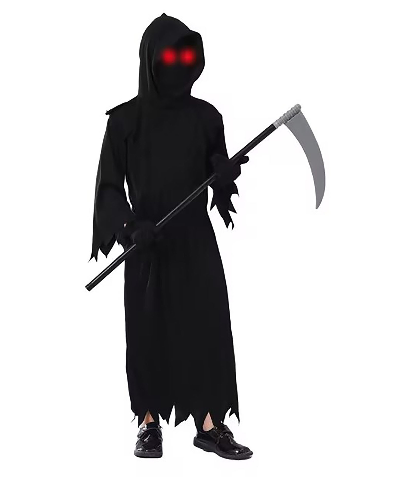 Little Surprise Box Halloween Theme Full Frilled Sleeves Grim Reaper Costume With Sickle - Black-image-40