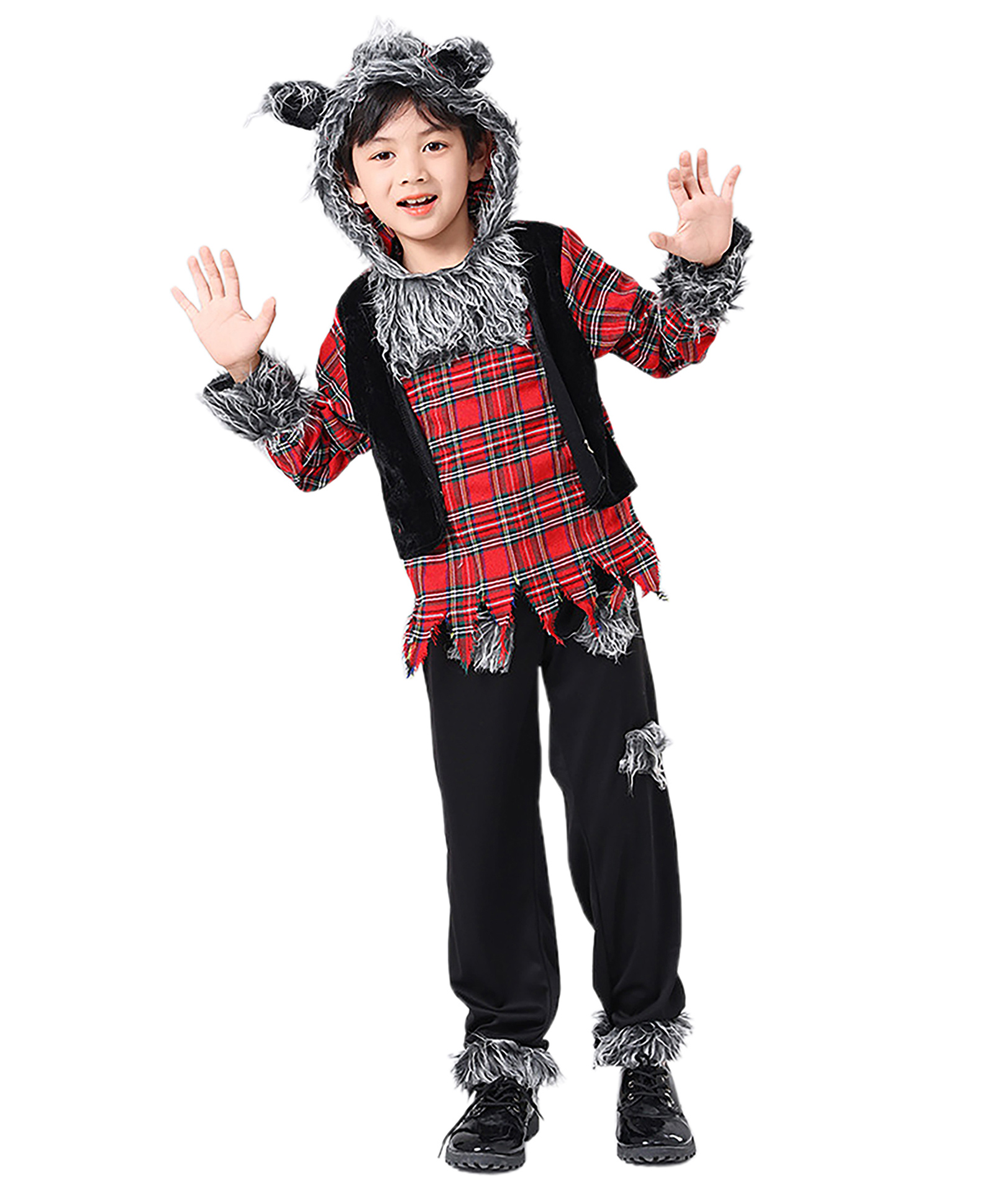 Little Surprise Box Werewolf Theme Kids Fancy Dress Halloween Costume Dress - Red-image-32