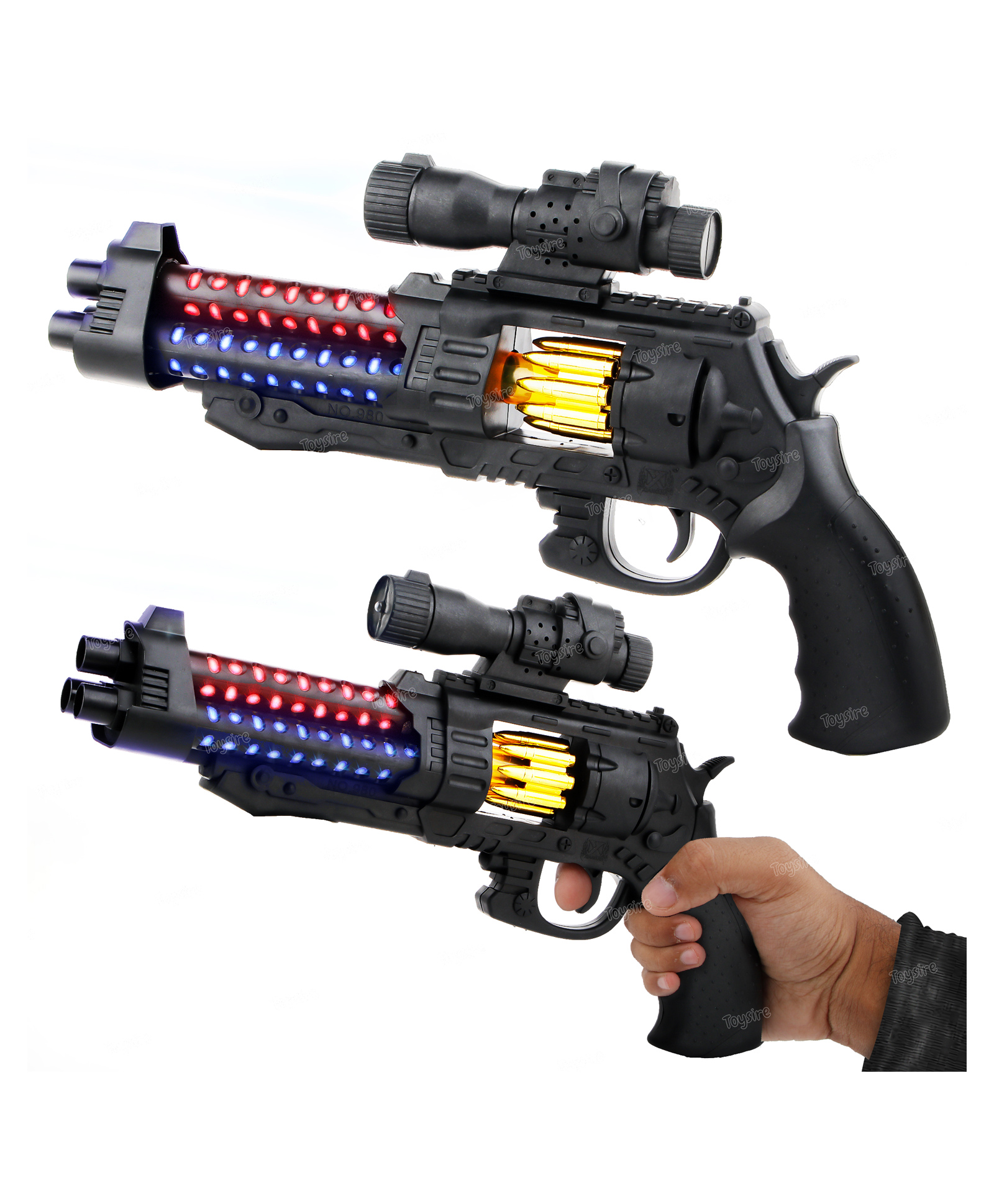Toysire Electric Music Wheel gun for Kids with Sound and Light Three Tube Gun Toy Gun Girls and Boys with Flashing Toy Gun-image-42