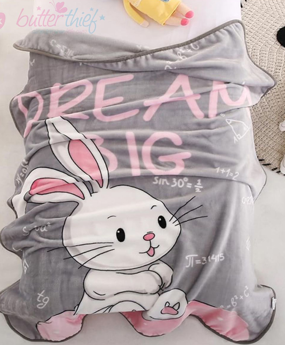 Butterthief Rabbit Printed Soft Flannel All Seasons Baby Blanket for Kids & Toddlers - Color May Vary-image-45