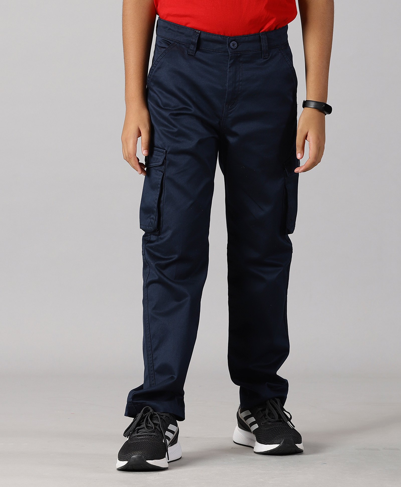 Kiddopanti Solid Button Down Cargo Pant - Navy-picture-15