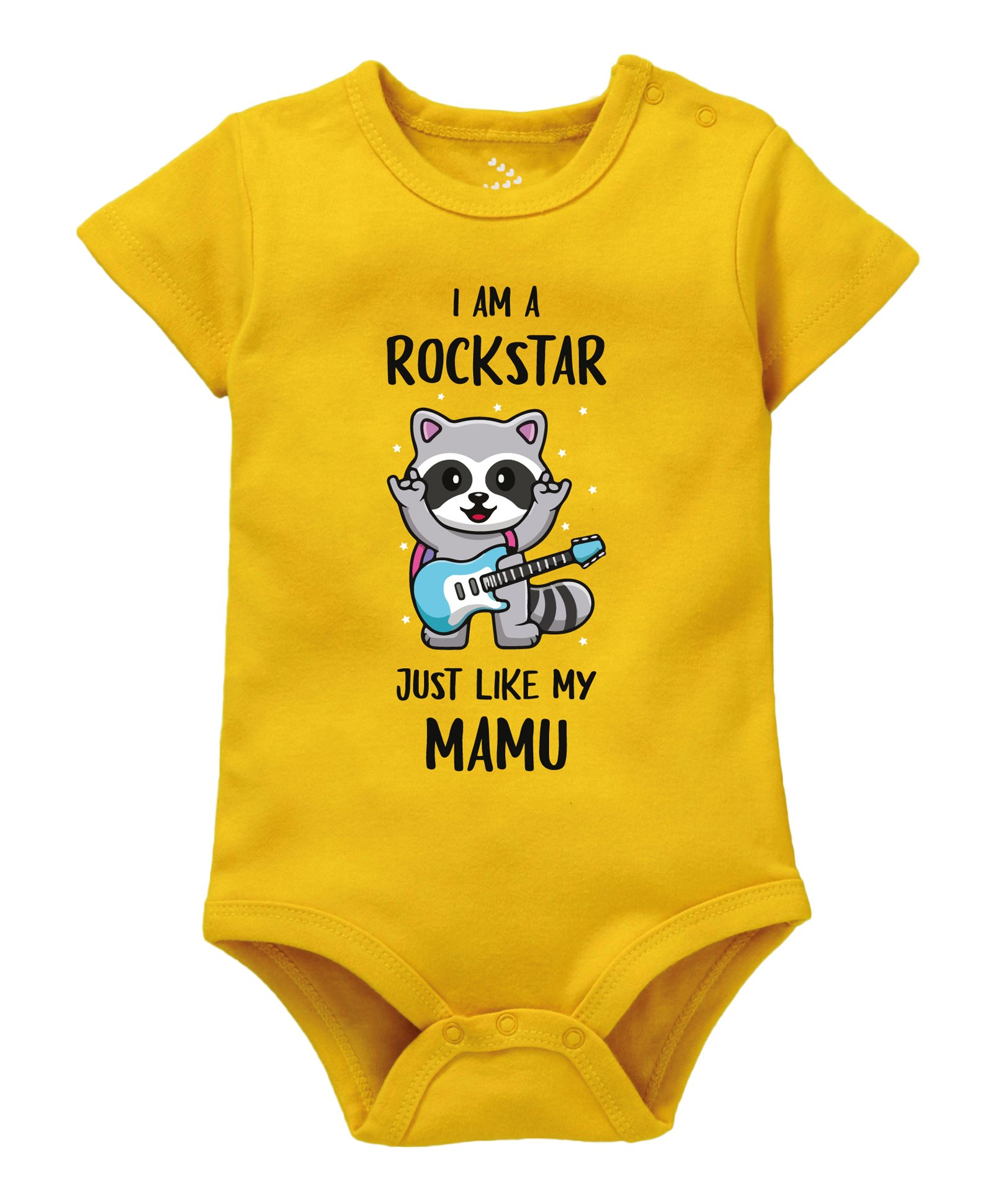 Zeezeezoo 100% Cotton Half Sleeves I Am A Rockstar Just Like My MamuText Printed Onesie - Yellow-picture-17