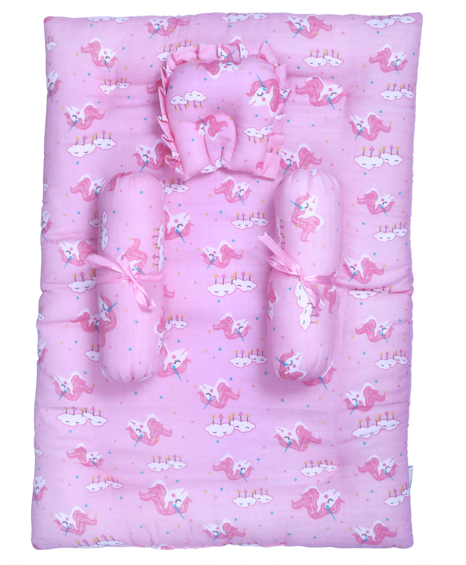 1st Step Thick New Born Baby Bedding Mattress/Gadda bed Set for Babies with 2 Side Bolster & Head Pillow-picture-11
