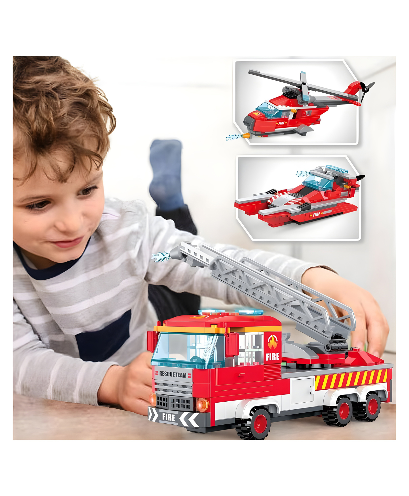 YAMAMA Building Blocks 3 In 1 Fire Truck Bricks Blocks Toys For Kids Fun And Educational Toys For Kids Fire And Rescue Truck Blocks 249 Pcs  Multicolor-picture-23