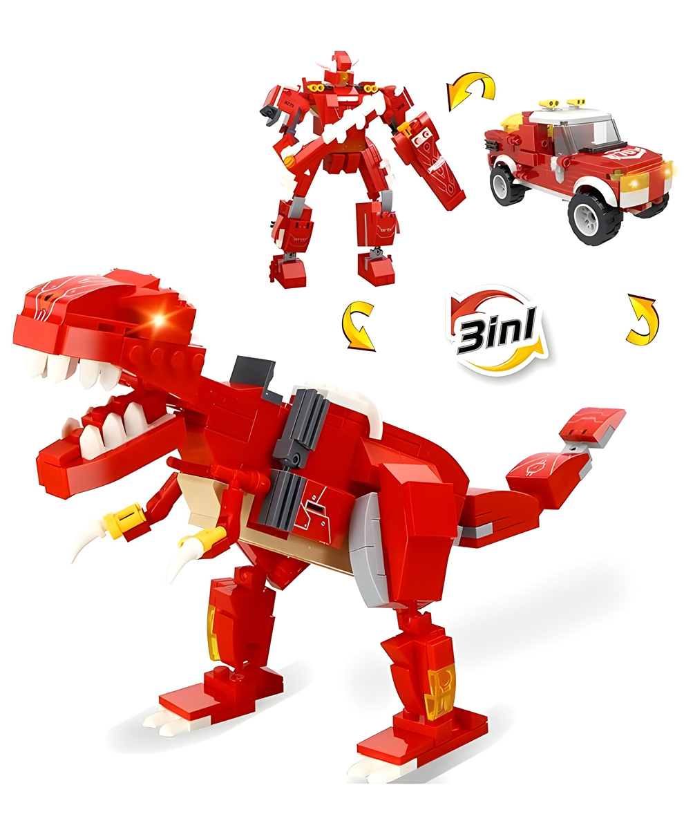 YAMAMA Building Blocks 3 In 1 Creator Realistic T-Rex Cyber Dinosaur Robot Off-Road Vehicle Bricks Block Set With Detailed Guidebook Learning And Educational Toy Play Fun And Educational Toys For Kids 262 Pcs  Multicolor-picture-21