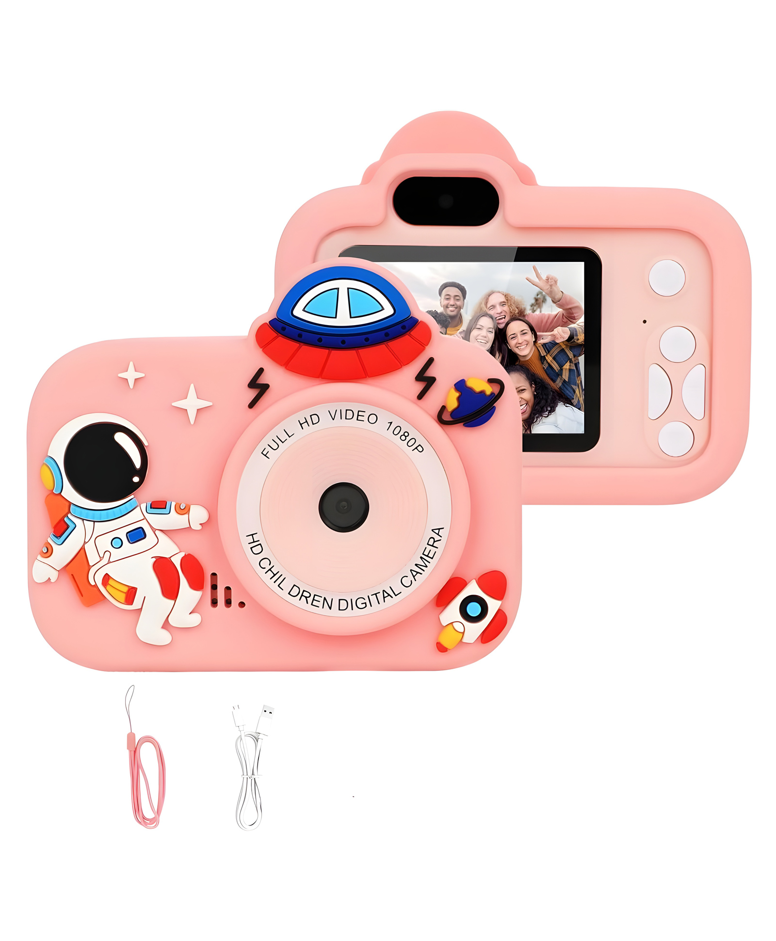 YAMAMA Space Ultimate Digital Camera Digital Handy Portable Camera Full HD 1080P 2.0 Screen With Inbuilt Games - Pink-image-5