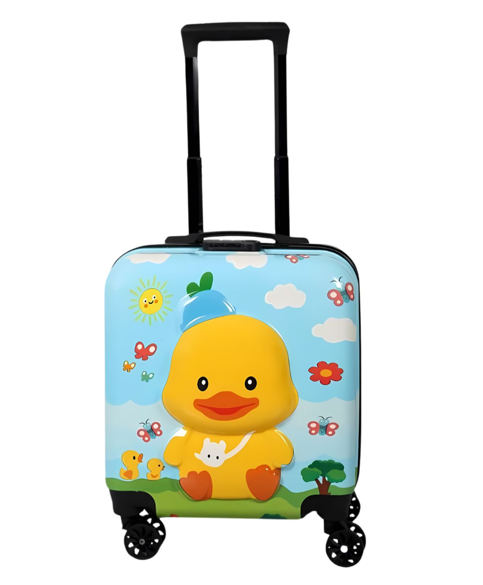 Zikku Kids Travel Trolley Bag, Hard Polycarbonate Case, Light Weight, 360 Degree Wheeling System, Suitcase for Kids - Duck-picture-49