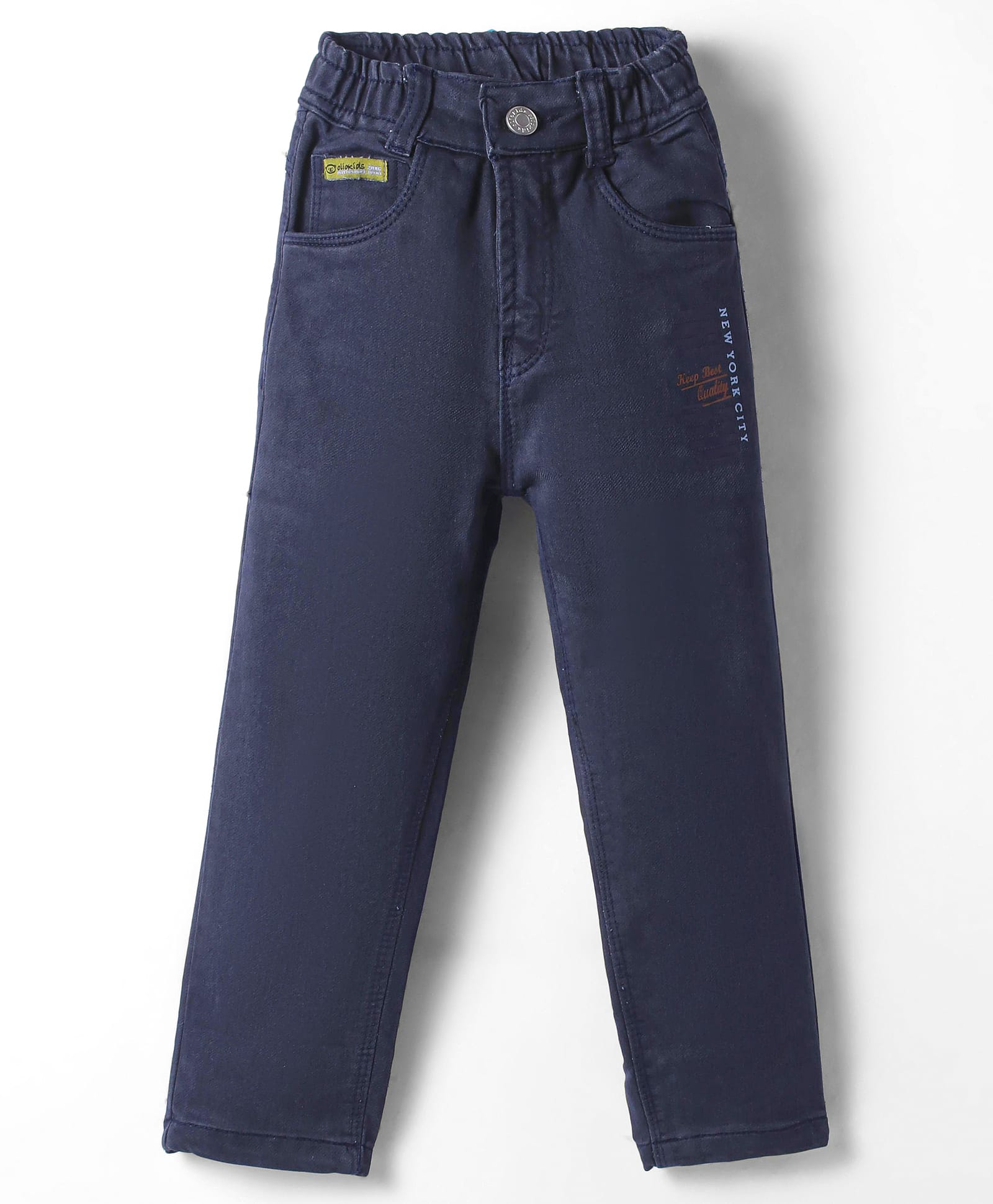 Olio Kids Denim Woven Full Length Jeans With Text Print - Navy Blue-picture-38