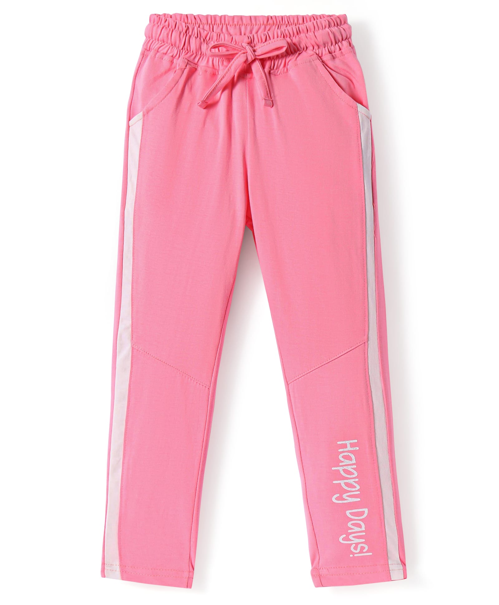 Olio Kids Sinker Knit Full Length Track Pant with Tape Detailing - Pink-picture-18