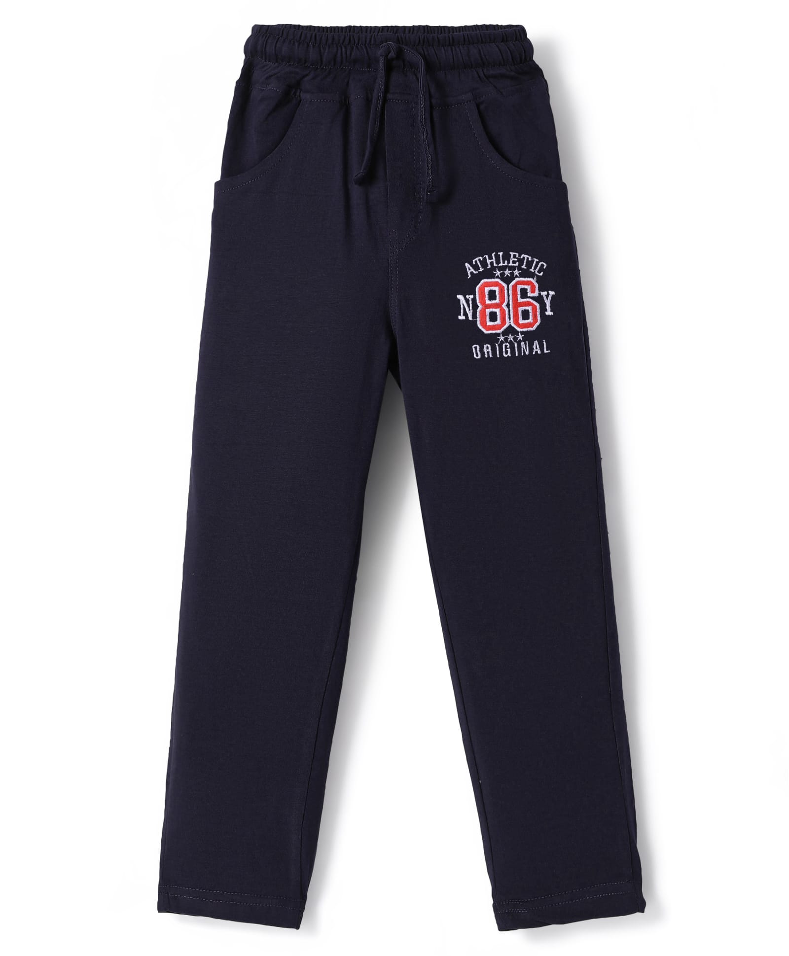 Olio Kids Sinker Knit Full Length Lounge Pant with Patch Embroidery- Navy Blue-picture-0