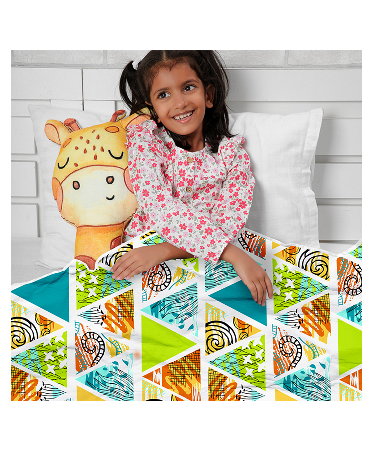 Divine Casa Cotton Geometric Print Baby Blanket | All Season Ultrasoft (Lime Peach)-picture-27